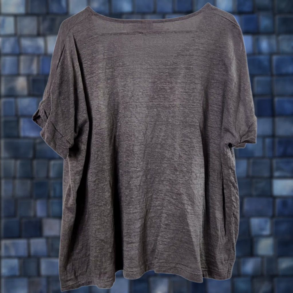 Vintage Poetry Blouse Shirt Womens 14 Short Sleeve V-Neck Pleated 100% Linen Taupe Size XL / US 12-14 / IT 48-50 - 1 Thumbnail