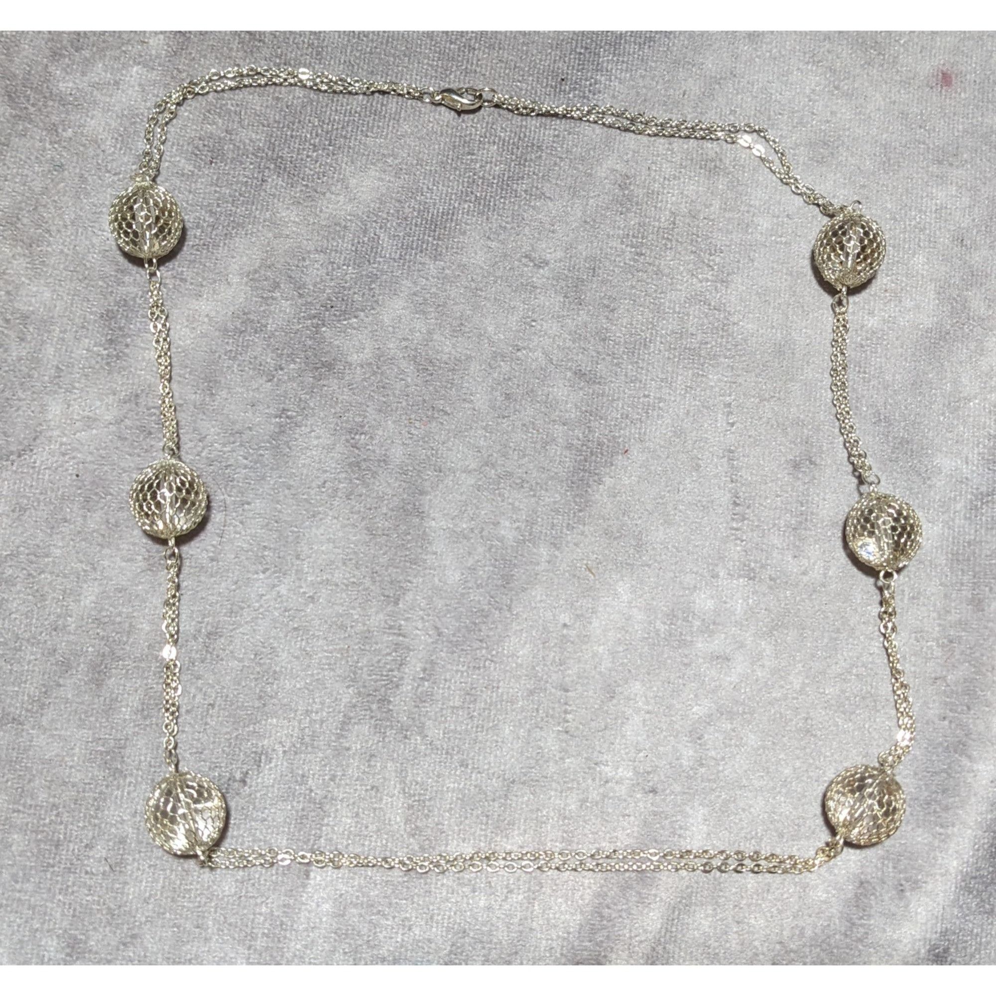 Other Bright Silver Mesh Ball Double Chain Necklace Size ONE SIZE - 8 Thumbnail