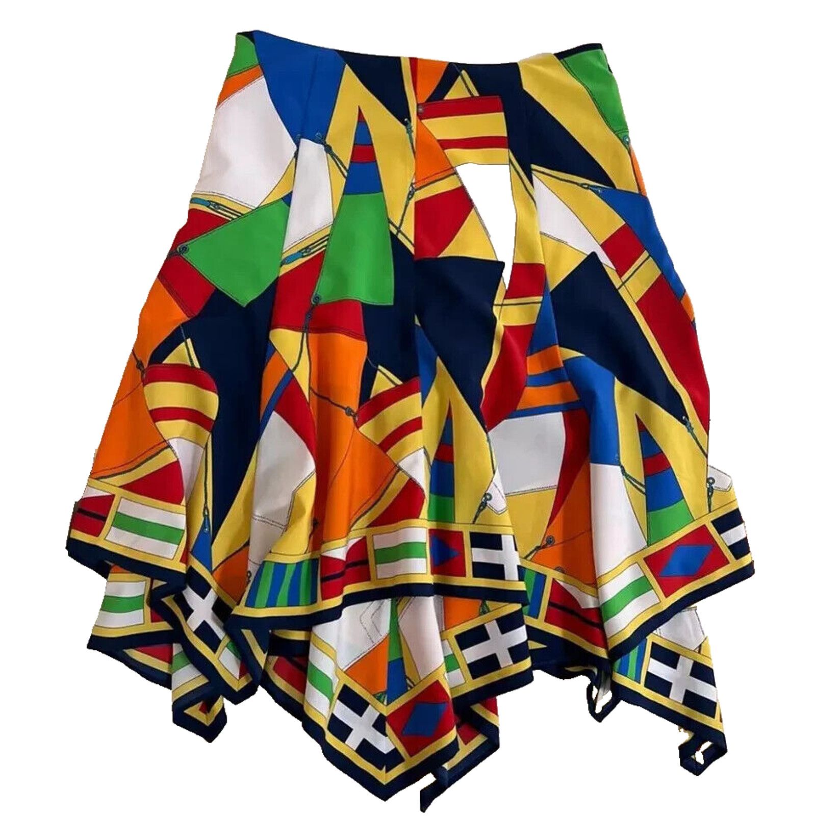 Ralph Lauren RALPH LAUREN BOLD NAUTICAL PRINT HANDKERCHIEF HEM SKIRT SZ 8 Size 30" / US 8 / IT 44 - 2 Thumbnail