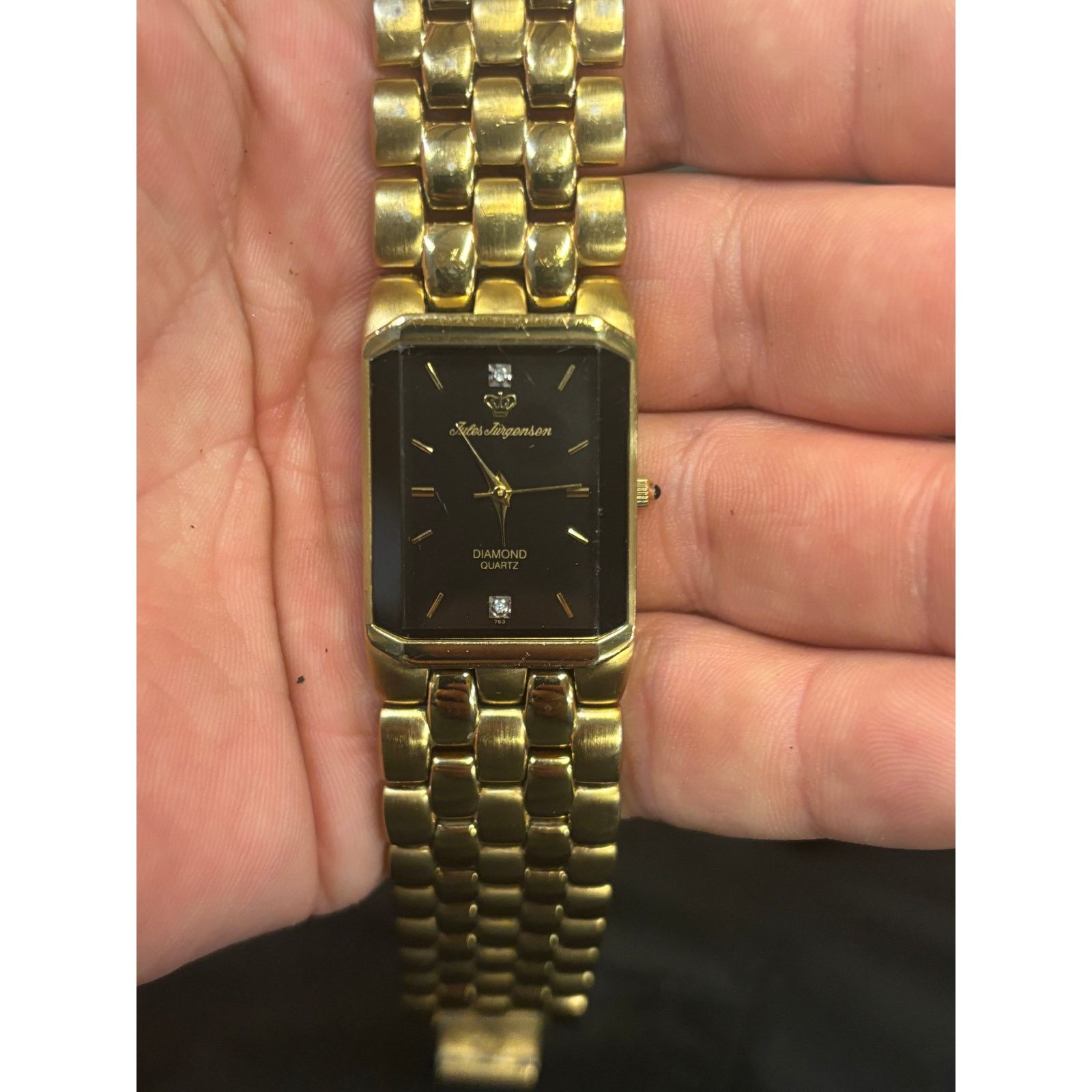 (B).Stroy Jueles Jurgensen Beveled Bezel Gold Tone Mens Watch! Size ONE SIZE - 1 Thumbnail