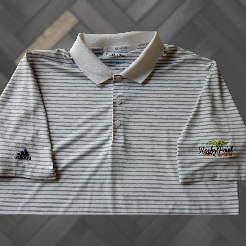 Adidas Adidas Polo Shirt Mens M Rocky Point Striped Short Sleeve Blue Size US M / EU 48-50 / 2 - 1 Thumbnail