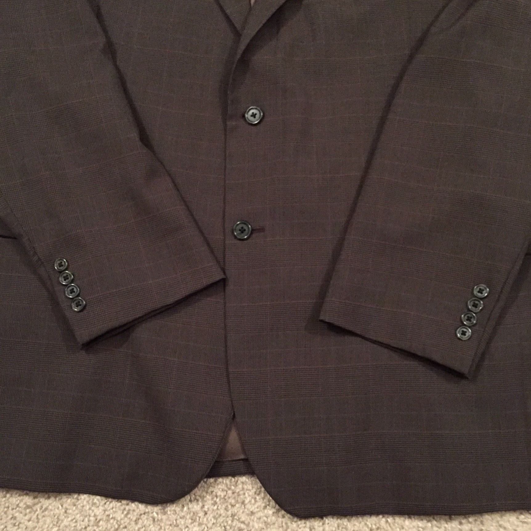 Jos. A. Bank Jos. A. Bank Blazer Mens 48 Long Gray Plaid Wool Two Button Single Vented Glossy Notch Lapel Jacket Coat 2 Piece Regular Mens Size 48R - 4 Thumbnail