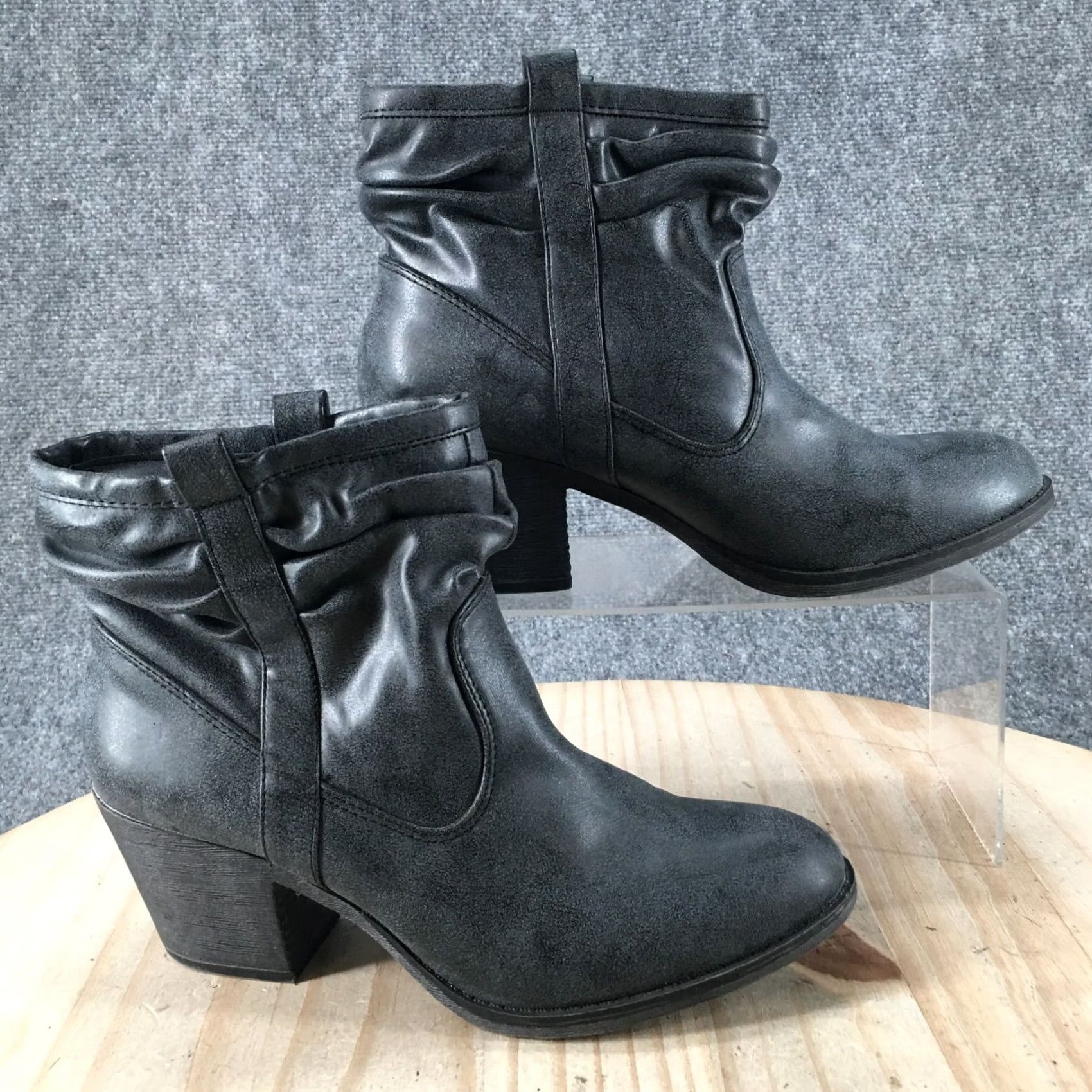 Vintage K9 By Rocket Dog Boots Womens 9.5 M Pull On Ankle Bootie Blue Faux Leather Heels Boots Size US 10 / IT 40 - 2 Thumbnail