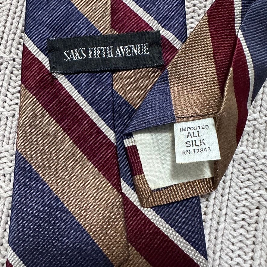 Saks Fifth Avenue Saks Fifth Avenue navy, gold, and maroon silk tie Size ONE SIZE - 4 Thumbnail