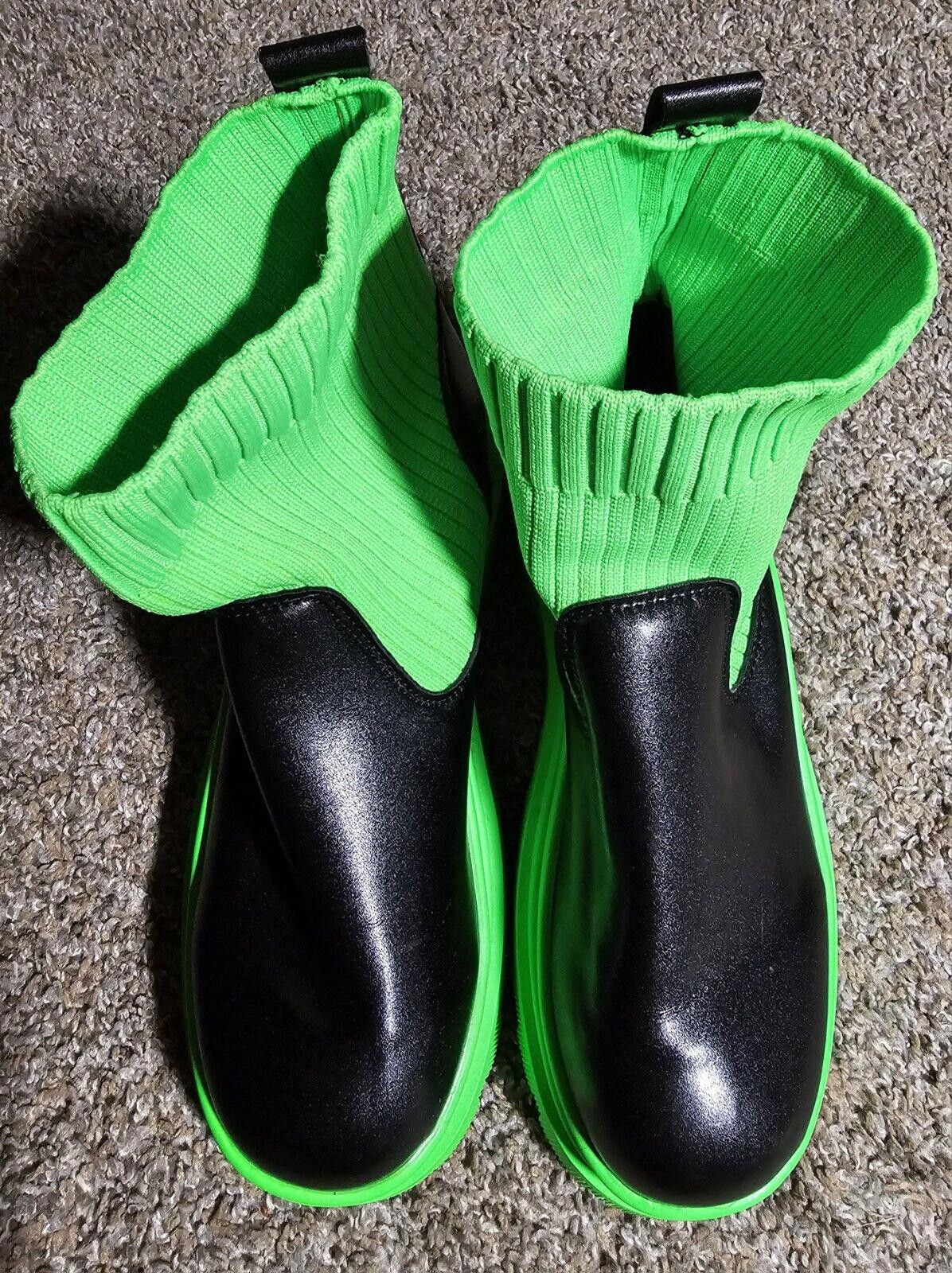 Designer size 40 black Bright green gothic boots Size US 9.5 / IT 39.5 - 3 Thumbnail