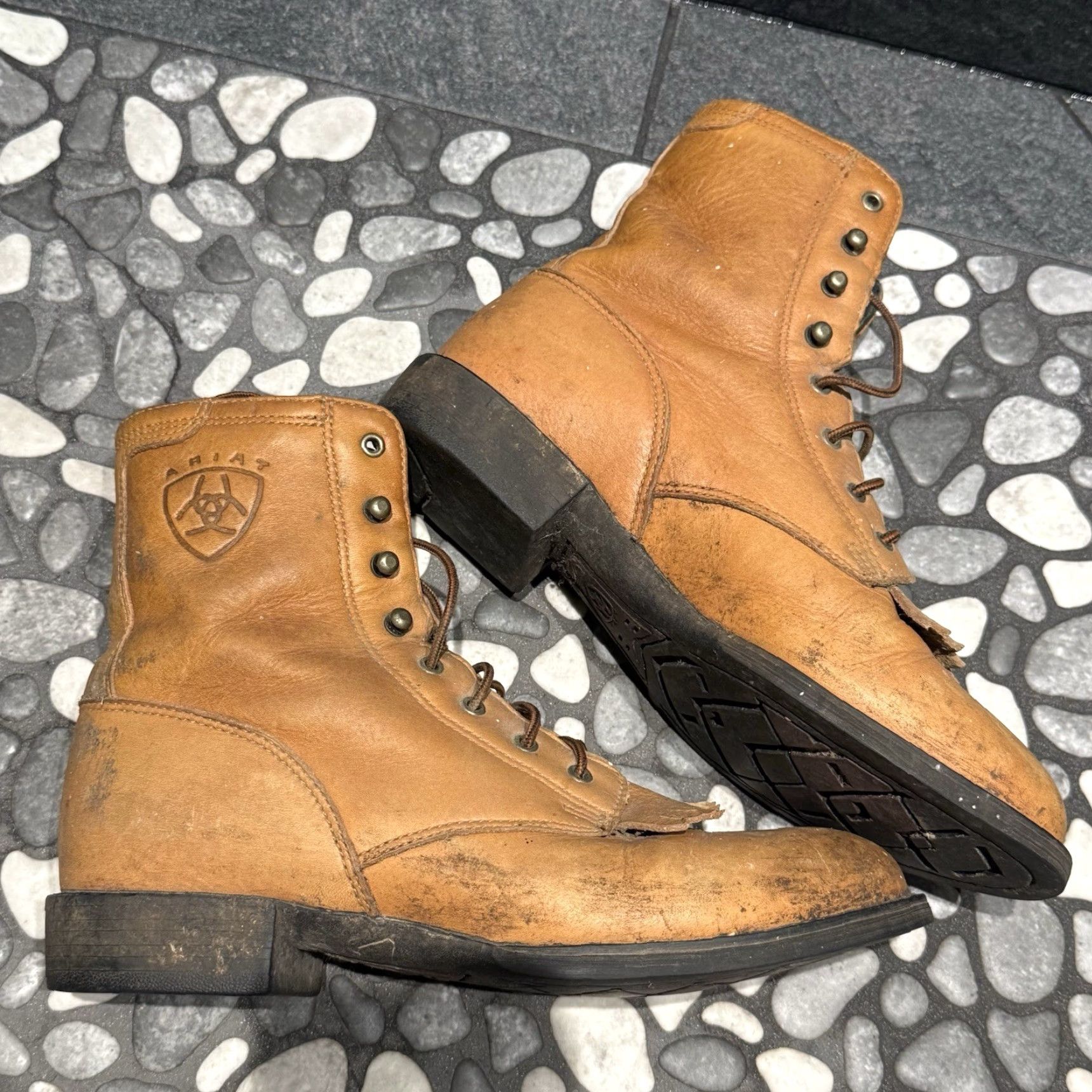 Ariat Ariat Boots Packer 11071 Brown Leather Western Vintage Boots Women B 6 3.5 36 11071 Victorian Leather Lining Ankle Shaft Block Heel Toe Almond Flaws Size US 6 / IT 36 - 2 Thumbnail