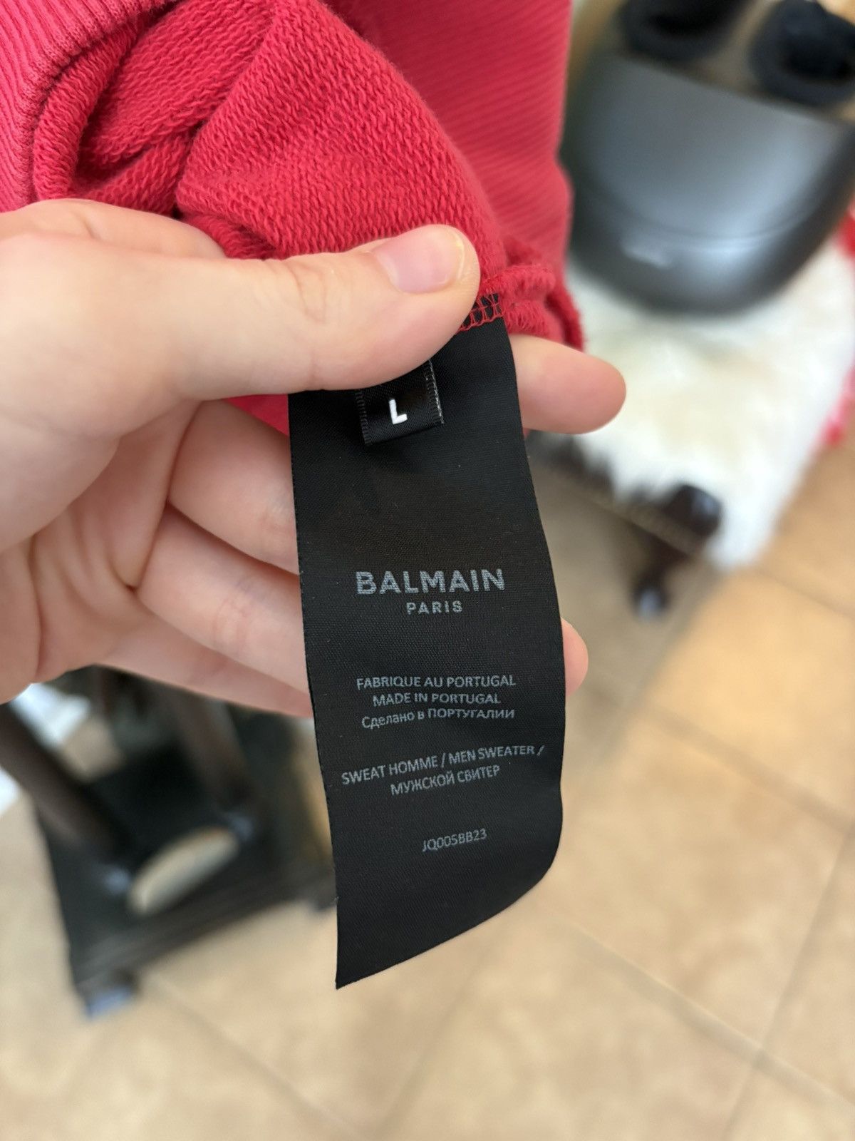 Balmain Red Balmain Paris Printed Sweatshirt Size US L / EU 52-54 / 3 - 3 Thumbnail