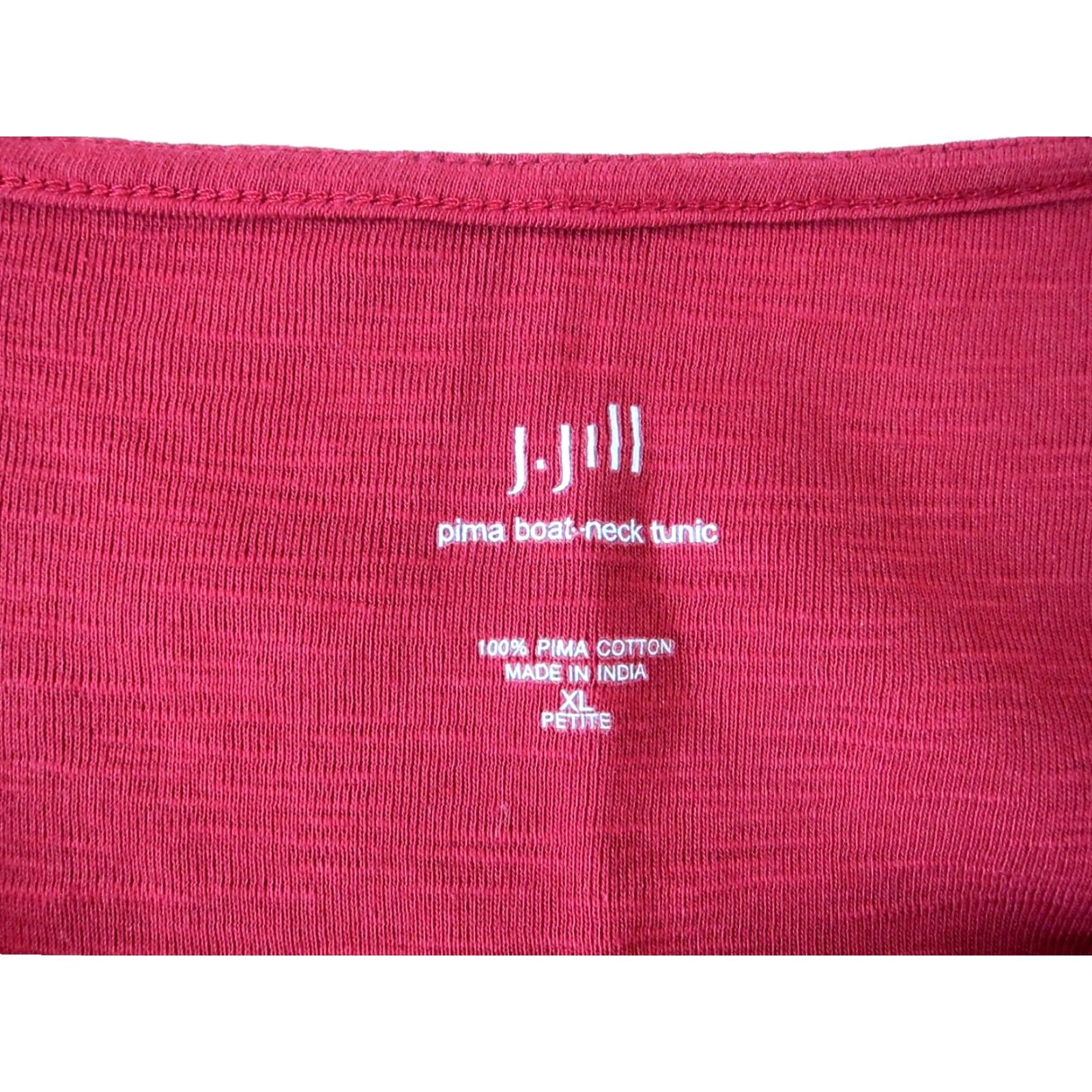 J. Jill J. Jill Blouse Shirt Women XL Petite Boat Neck Tunic 100% Cotton Red Maroon Pima Size XL / US 12-14 / IT 48-50 - 4 Thumbnail