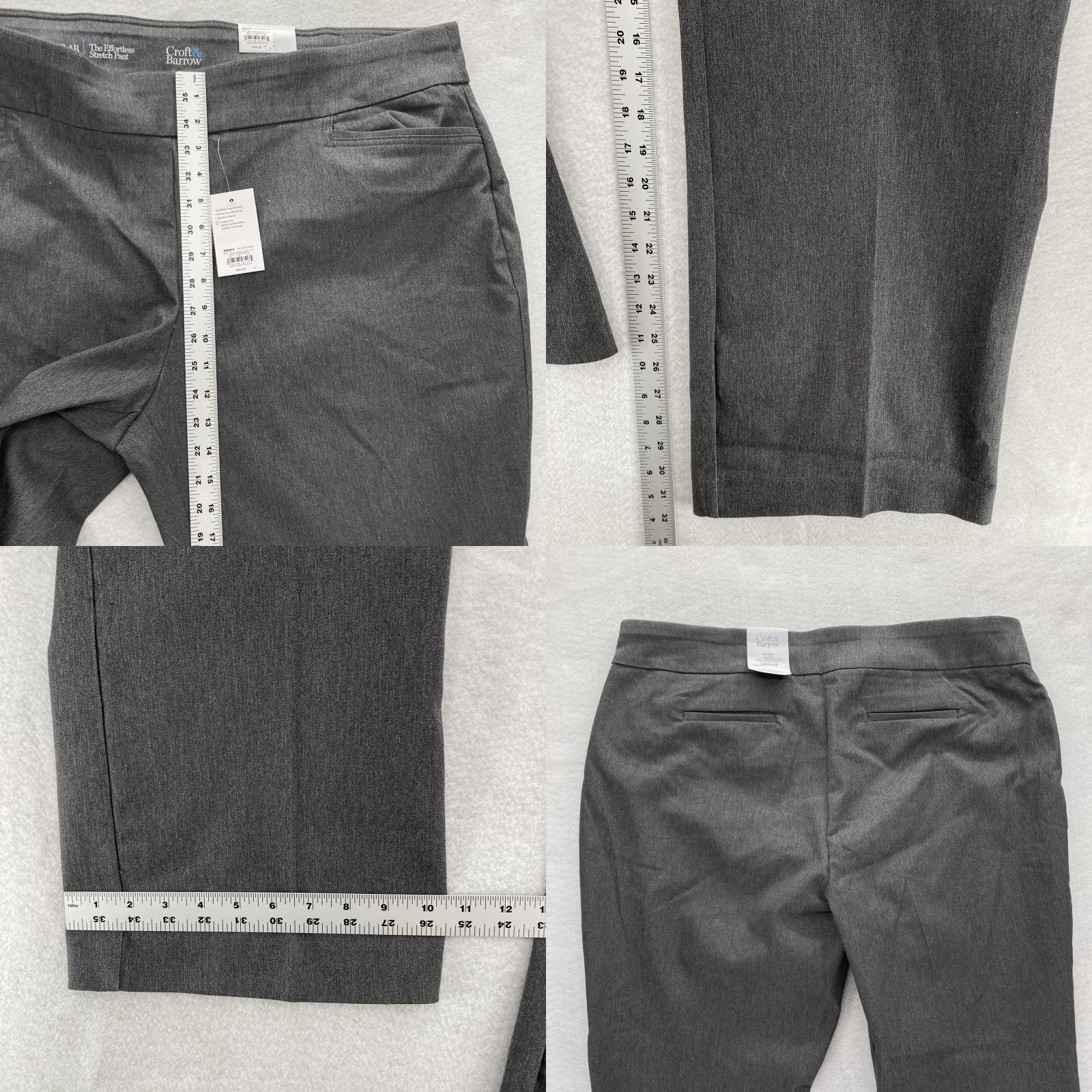 Croft & Barrow Pants Womens 22W Gray Bootcut Plus Comfort NWT Effortless Stretch Dress Pants 32in Inseam Slimming Pull On Womens