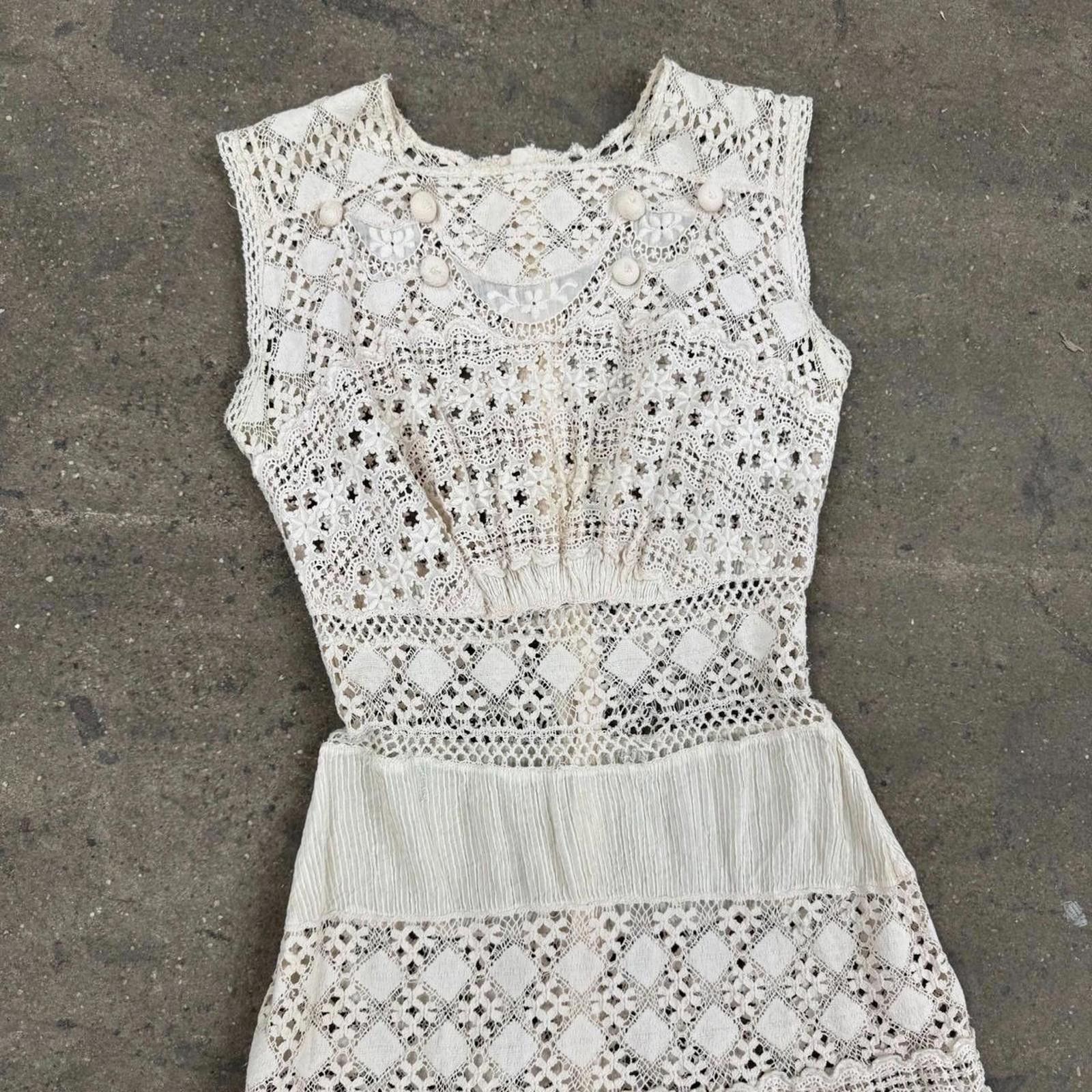 Other Antique Edwardian Lace Dress White Cotton Bridal Size S / US 4 / IT 40 - 5 Thumbnail