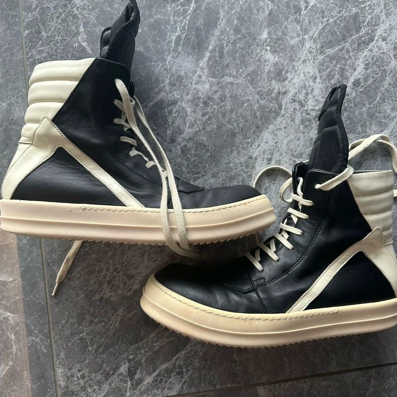 Rick Owens Rick Owens Black and White High-Top Sneakers Size US 9 / EU 42 - 1 Thumbnail