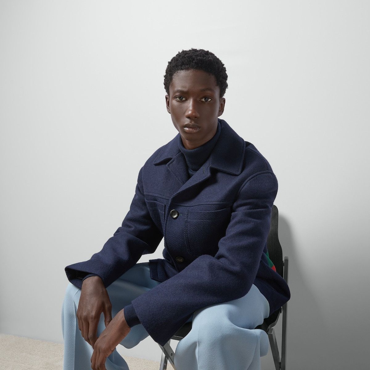 Gucci o1mt1gz0425 Wool Jacket With Web in Dark Blue Size US M / EU 48-50 / 2 - 6 Thumbnail