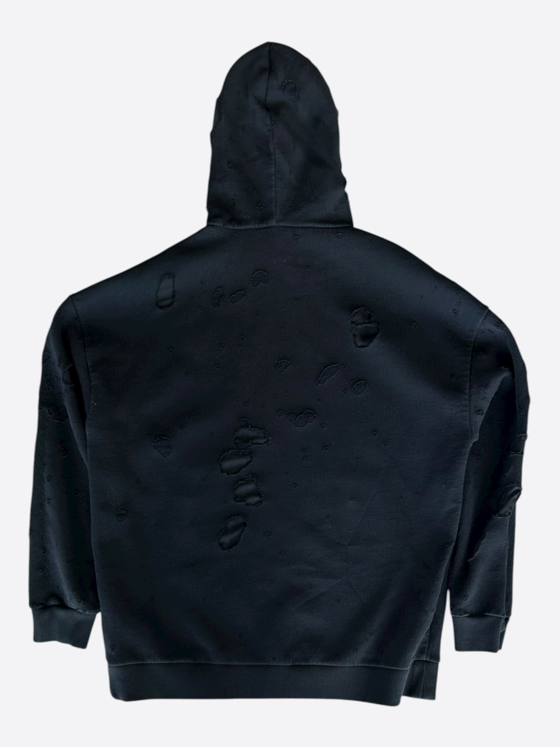 Givenchy Givenchy Black & White Distressed Logo Hoodie Size US XXL / EU 58 / 5 - 2 Thumbnail