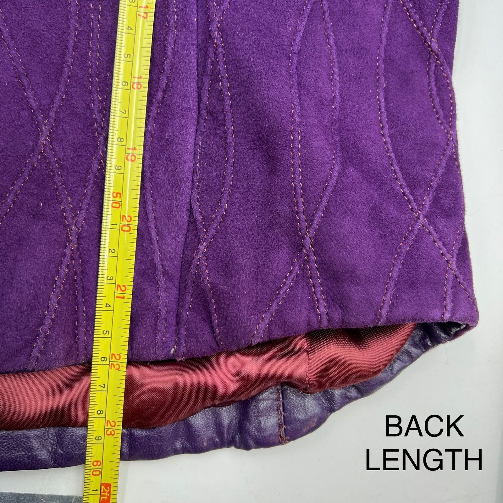 Vintage Gloria Lopez Sauque Suede Leather Jacket Purple Size M / US 6-8 / IT 42-44 - 9 Thumbnail