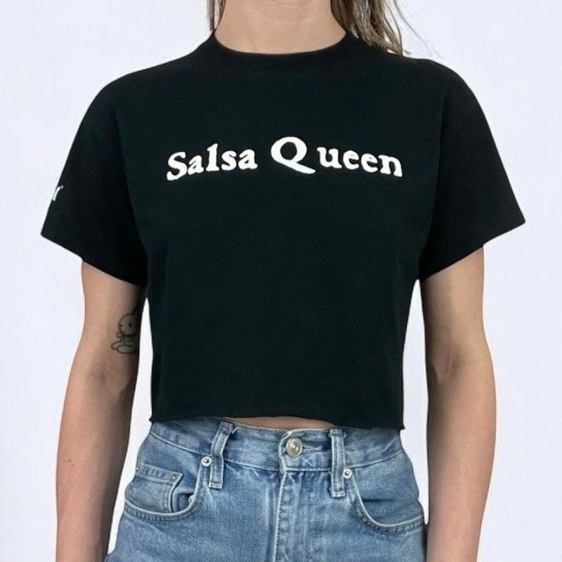 Gildan Salsa Queen Cropped Black Short Sleeve Graphic Tee Size S / US 4 / IT 40 - 1 Thumbnail