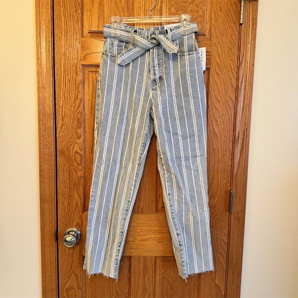 Pacsun PacSun Jeans Womens Size 26 Blue White Pinstripe High Rise Size 26" / US 2 / IT 38 - 1 Thumbnail