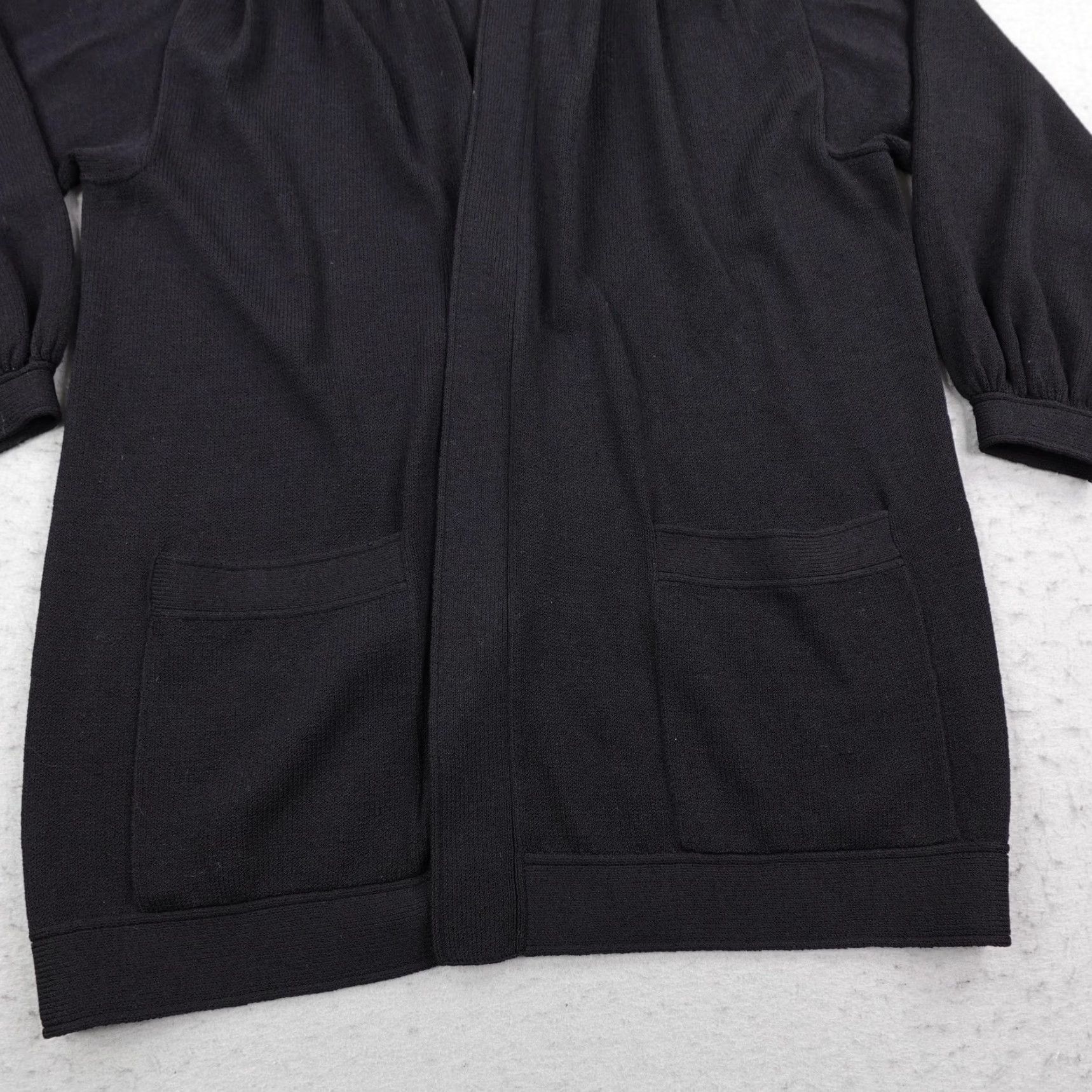 St. John VINTAGE St John Cardigan Sweater Womens Large Black Open Front Balloon Sleeve Knit Size L / US 10 / IT 46 - 3 Thumbnail