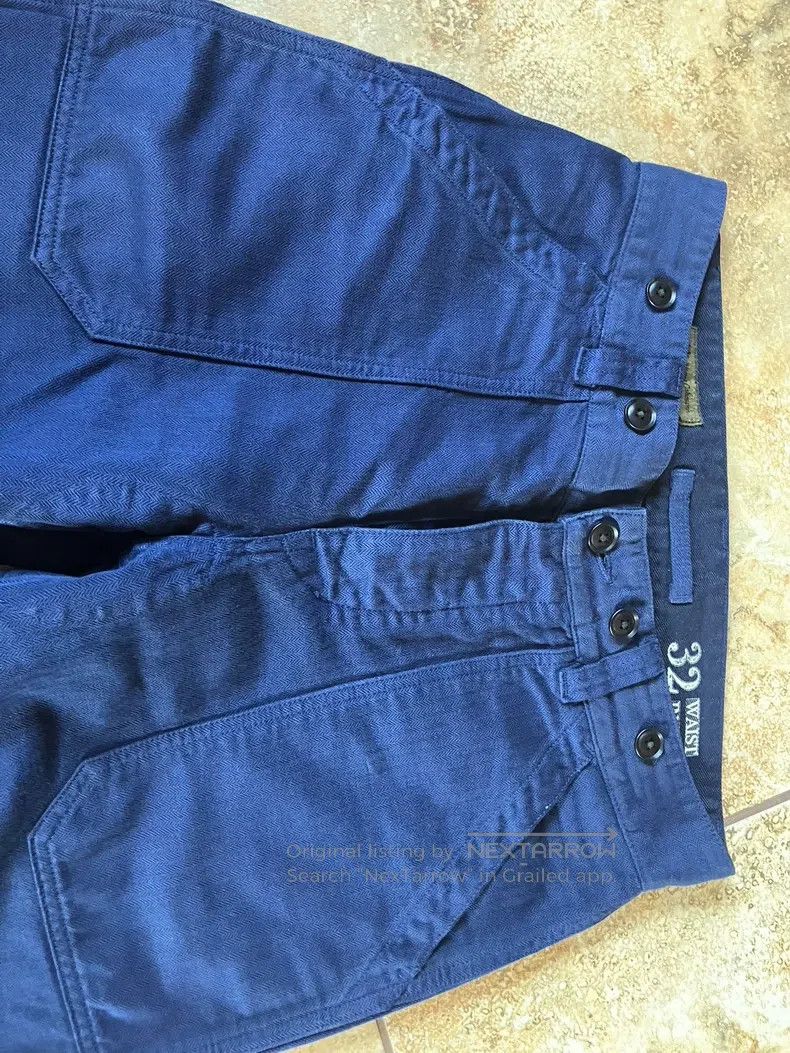 Nigel Cabourn Nigel Cabourn Dark blue fishbone pattern pants Size US 32 / EU 48 - 2 Thumbnail