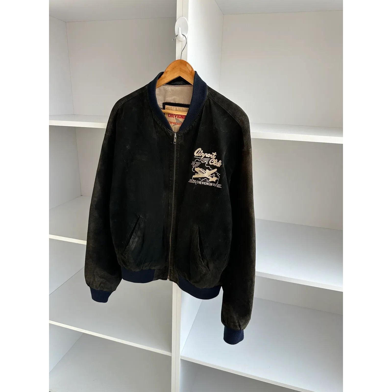VTG Chevignon Airport Club Leather Bomber Jacket