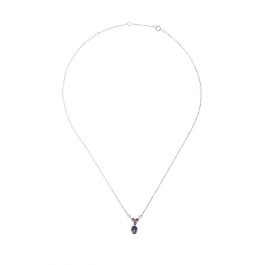 Designer Sterling Silver Blue Sapphire and Ruby Necklace Alberto Juan Size ONE SIZE - 3 Thumbnail