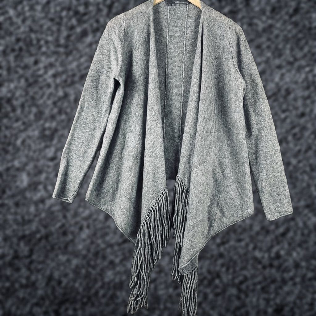 Vintage 360 Cashmere Cardigan Medium Women Open Fringe Boho Lagenlook Gray M Knit T135 Size M / US 6-8 / IT 42-44 - 1 Thumbnail