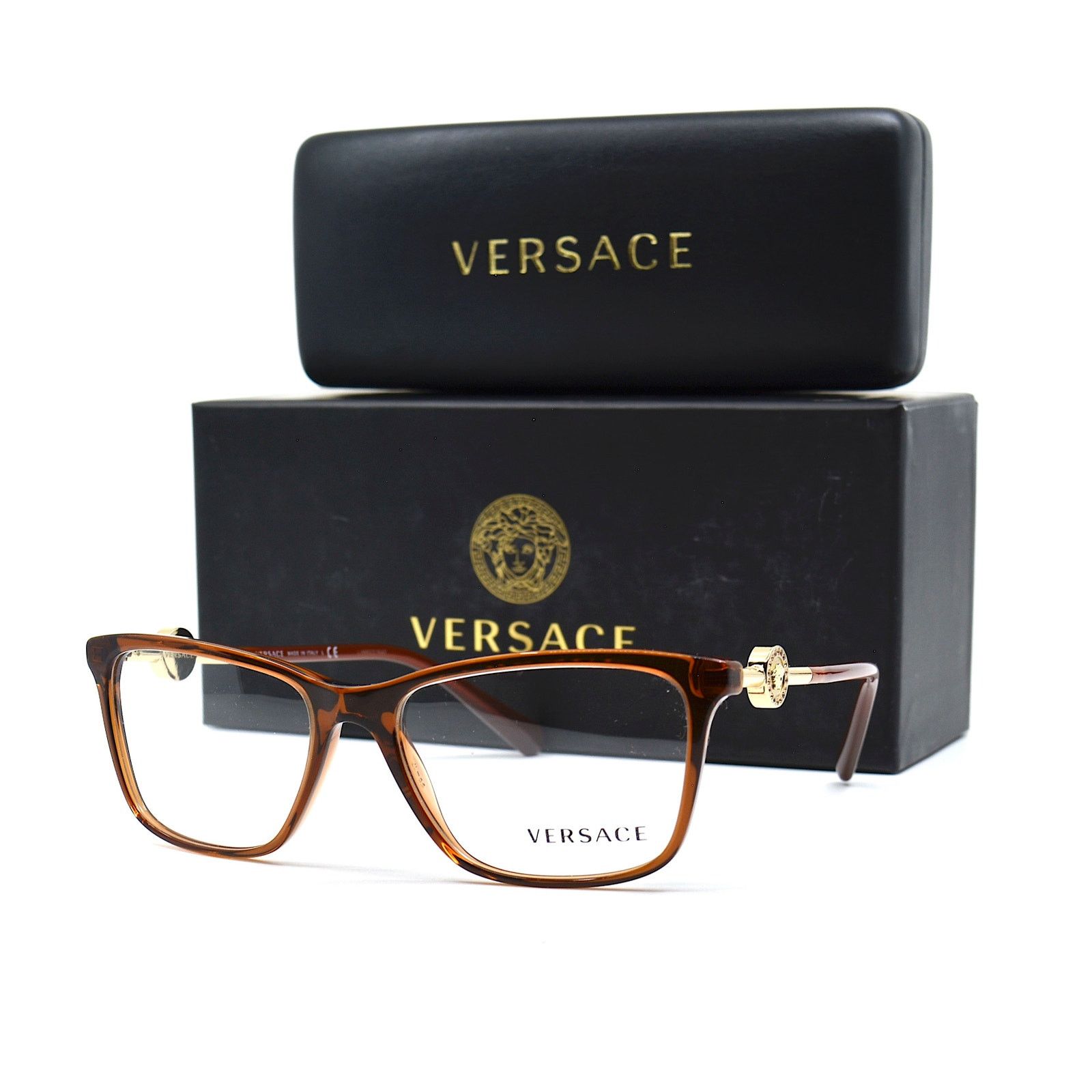 Versace NEW VERSACE VE3299B 5324 TRANSPARENT BROWN EYEGLASSES FRAME Size ONE SIZE - 13 Thumbnail