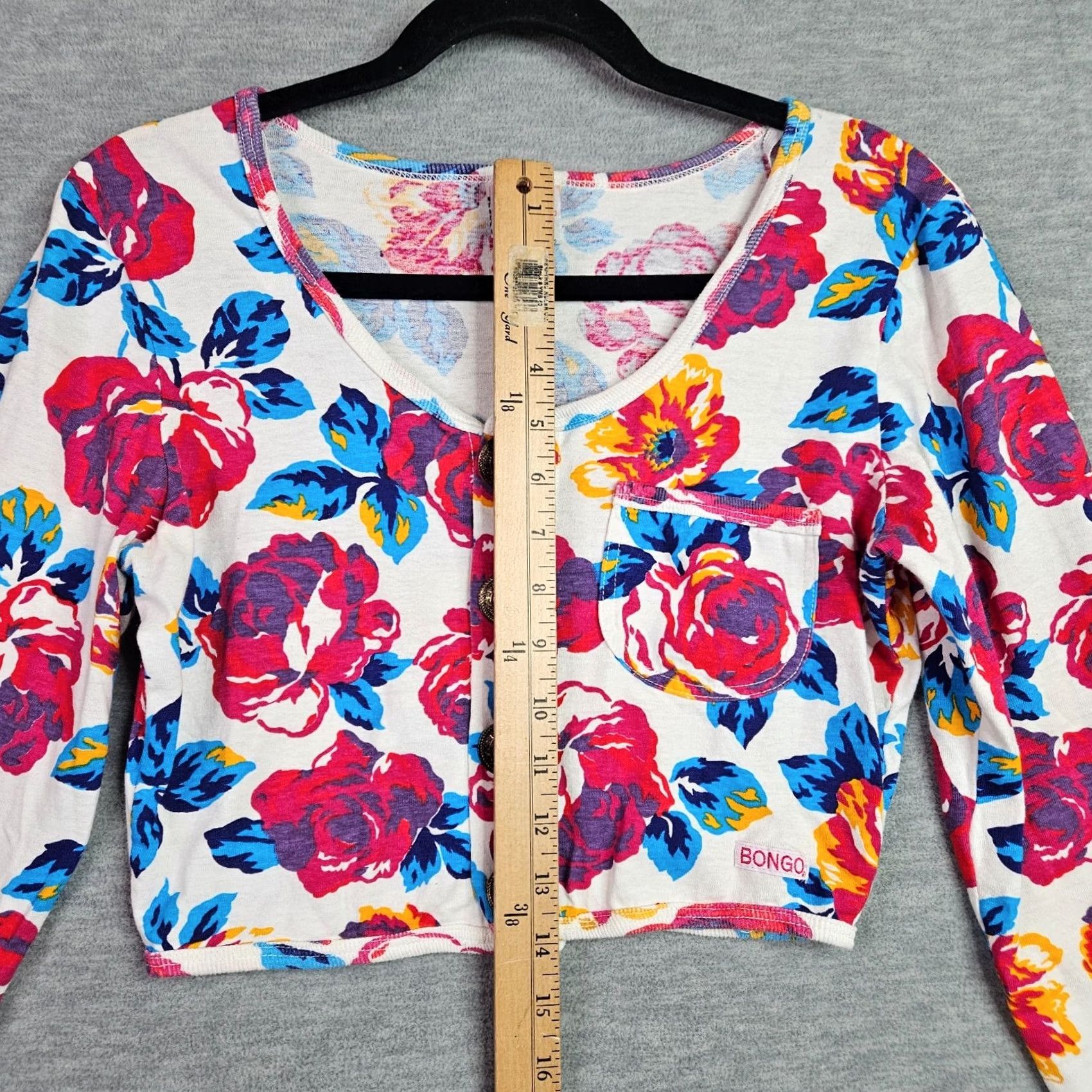 Vintage VINTAGE Bongo Women's Size Small Floral Cropped Cardigan Y2K Long Sleeve Size S / US 4 / IT 40 - 3 Thumbnail