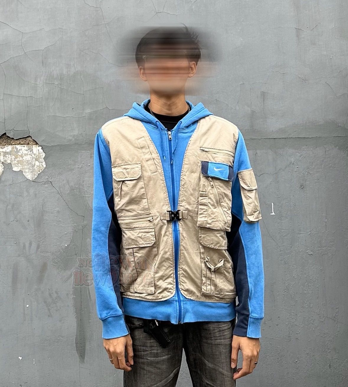 Nike Nike Blue 2Tone Vest edition “Mills” 593 Reworked Hoodie Size US XL / EU 56 / 4 - 8 Thumbnail