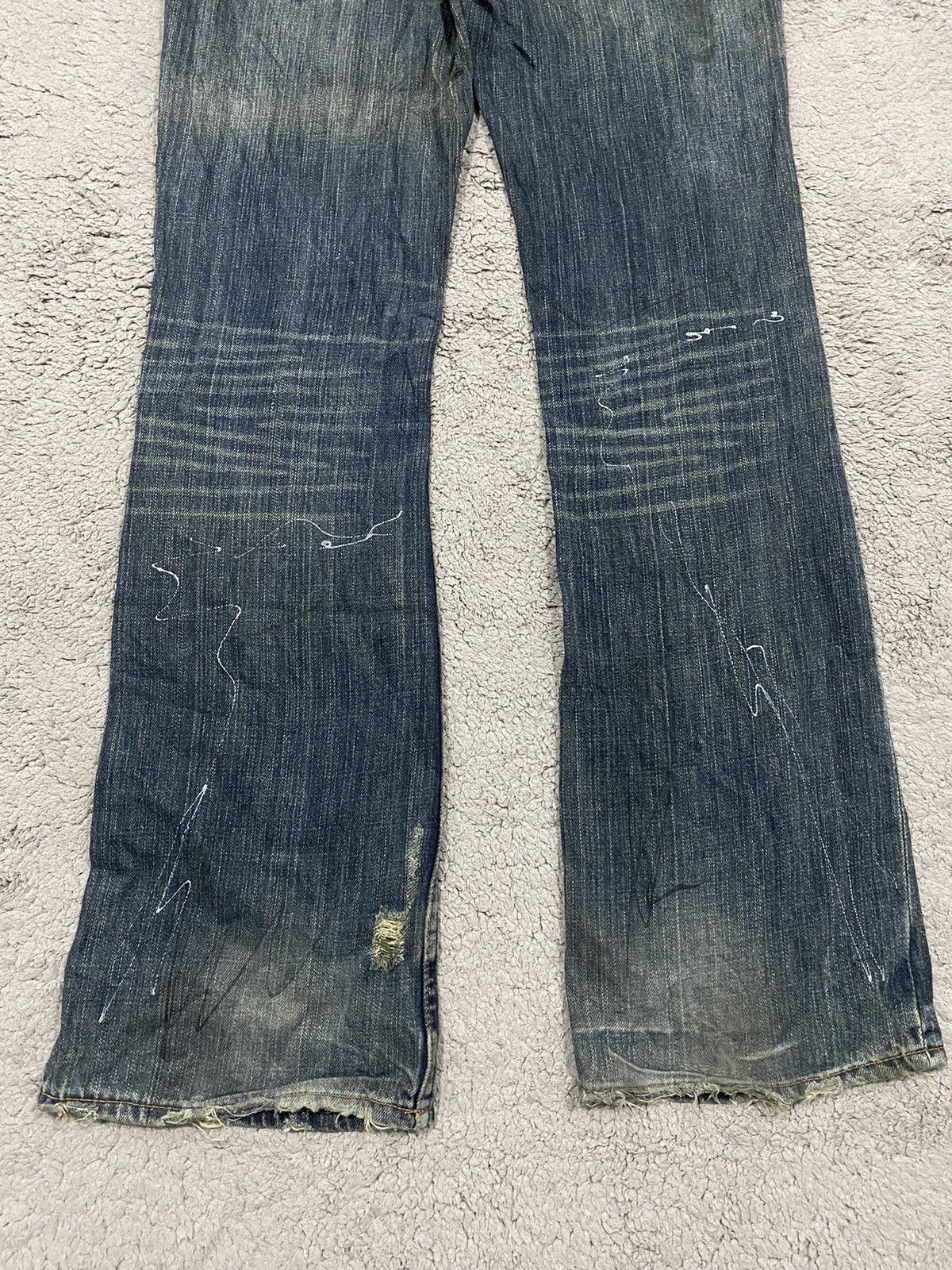 If Six Was Nine ROOT THREE Flared Paint Splashed Low Rise Denim Size US 31 - 12 Thumbnail