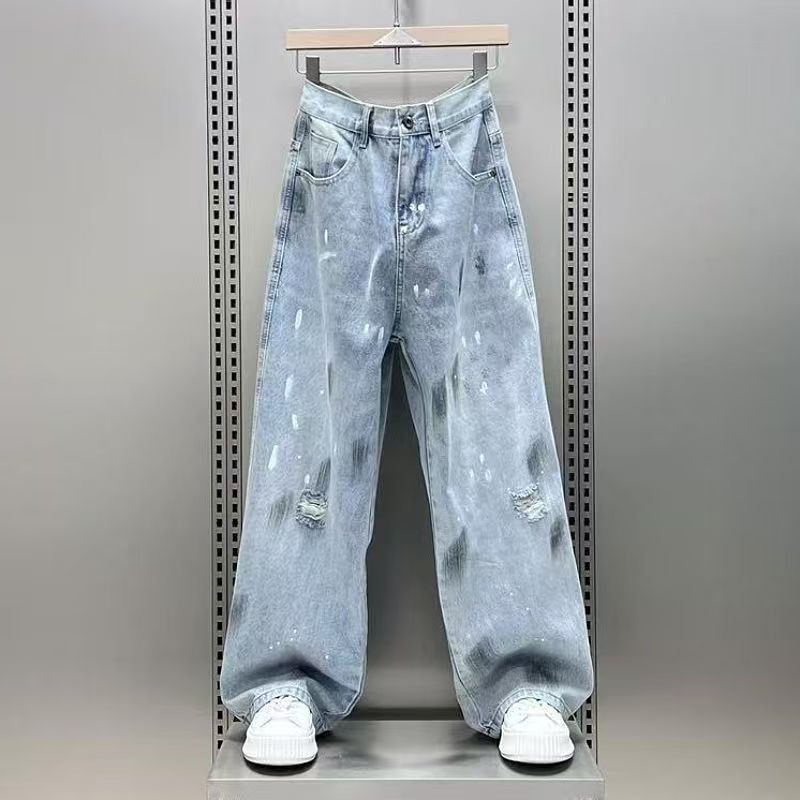 Vintage Light Wash Paint Splatter Wide-Leg Jeans Size US 32 / EU 48 - 3 Thumbnail