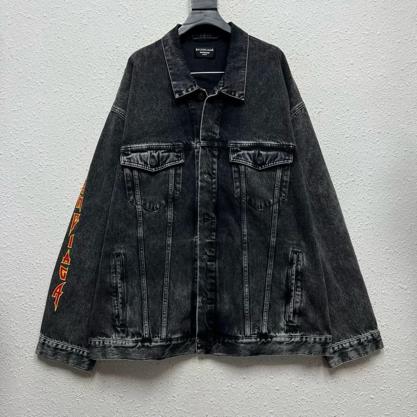 Balenciaga Balenciaga Flame Logo Denim Jacket Size US XS / EU 42 / 0 - 1 Thumbnail