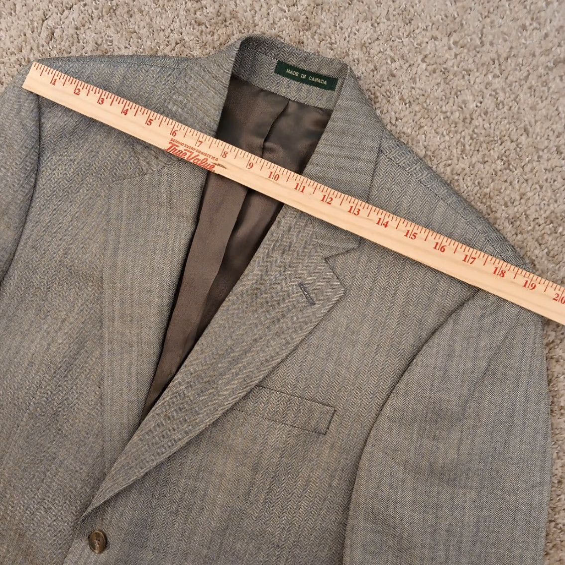 Ralph Lauren Lauren Ralph Lauren Blazer Mens 40 Gray Herringbone Silk Wool Blend Single Vent Size 40R - 2 Thumbnail