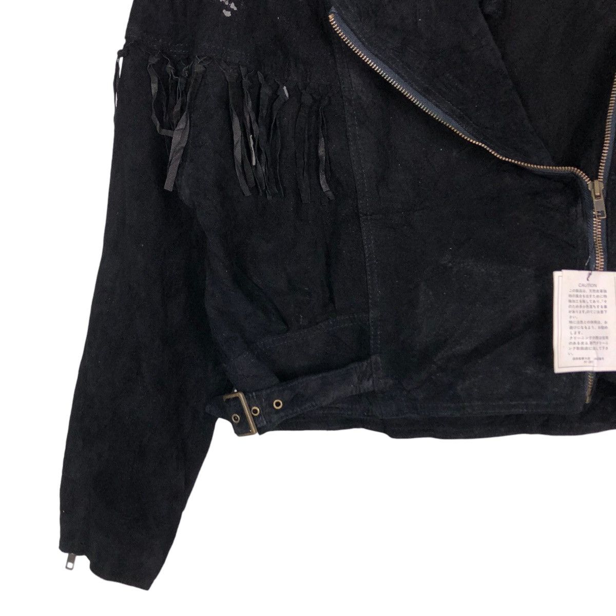 Genuine Leather 🔥Rich Black Biker Jacket Asymmetric Zipper Unsetsu Kapital Size US M / EU 48-50 / 2 - 4 Thumbnail