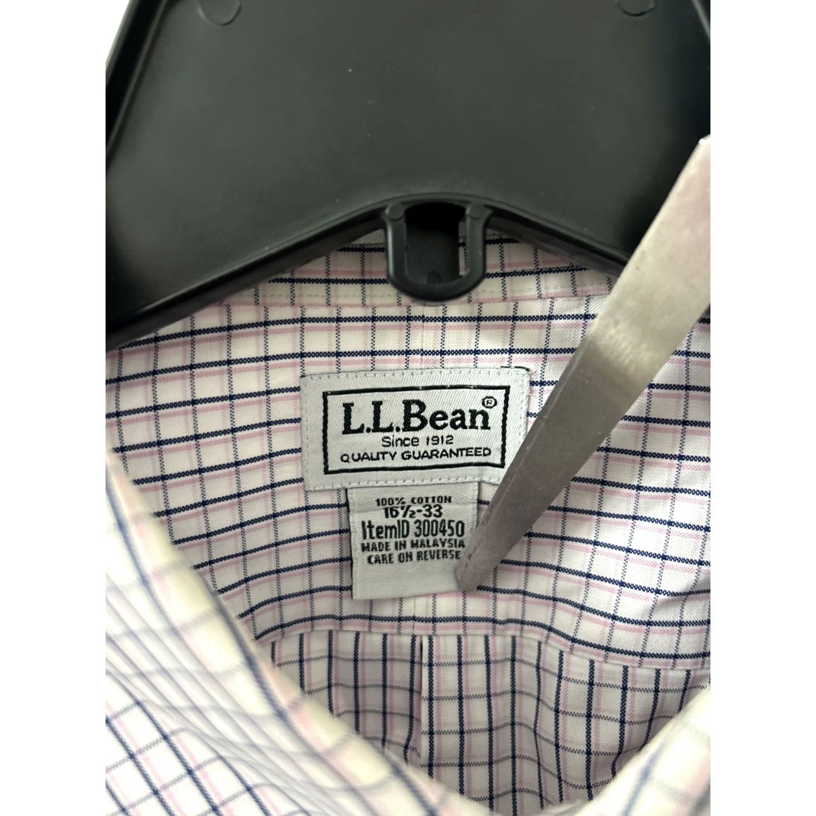Vintage L.L. Bean Shirt Mens 16.5 White Oxford Plaid Button-Up Wrinkle Free L/S 300450 Size US XL / EU 56 / 4 - 6 Thumbnail