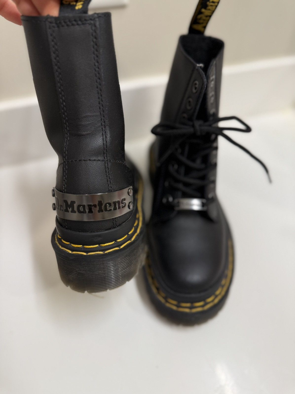 Dr. Martens RARE! Dr Martens 1460 Bex Double Stitch 8 Eye Boots, Black Size US 6 / IT 36 - 13 Thumbnail