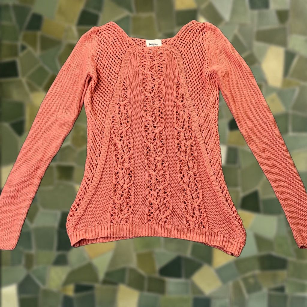Anthropologie Anthropologie Womens Sweater Small Peach Between Me & You Open Knit Long Sleeve Pullover Size S / US 4 / IT 40 - 1 Thumbnail