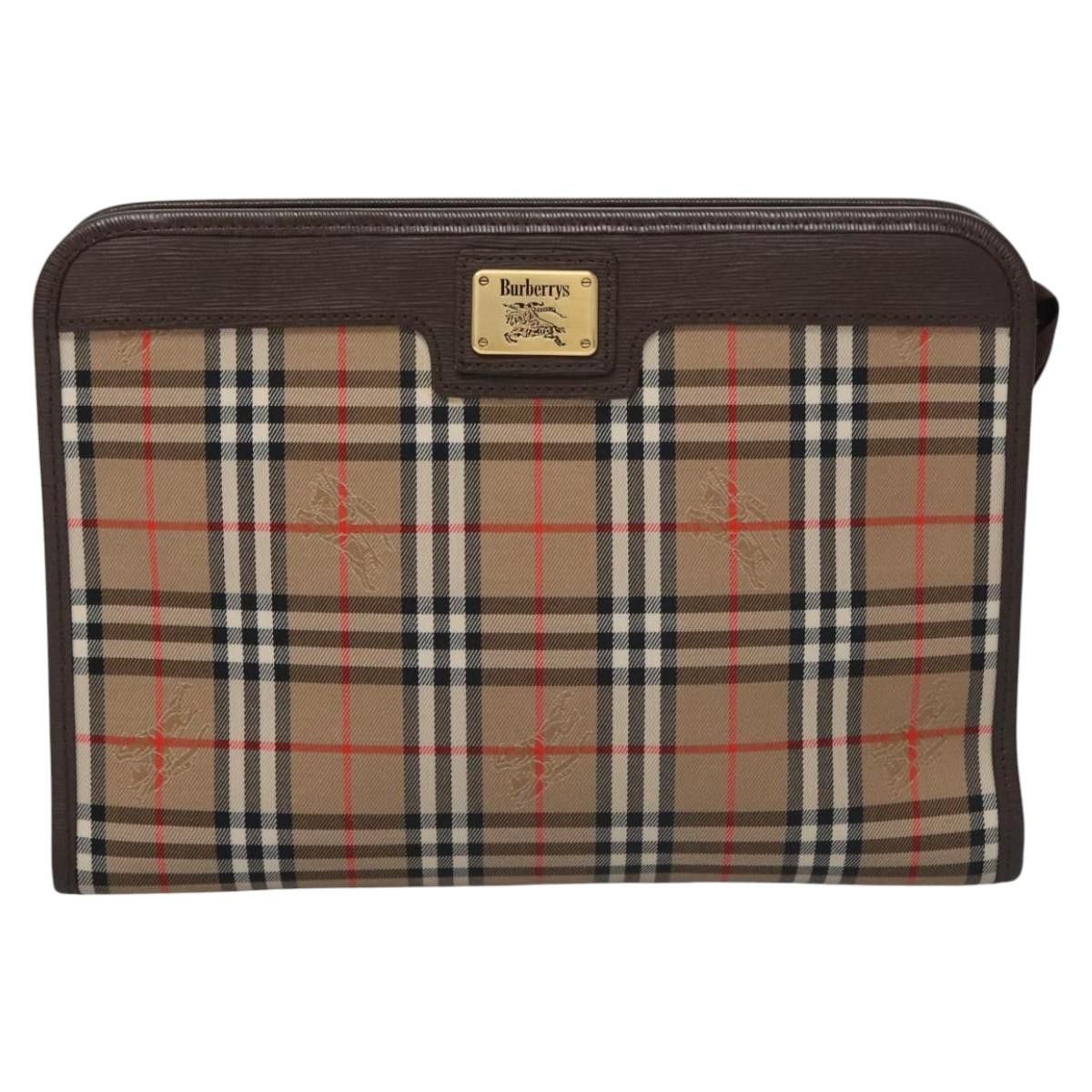 Burberry Nova Check Beige Canvas Clutch Bag (Pre-Owned) Size ONE SIZE - 1 Thumbnail