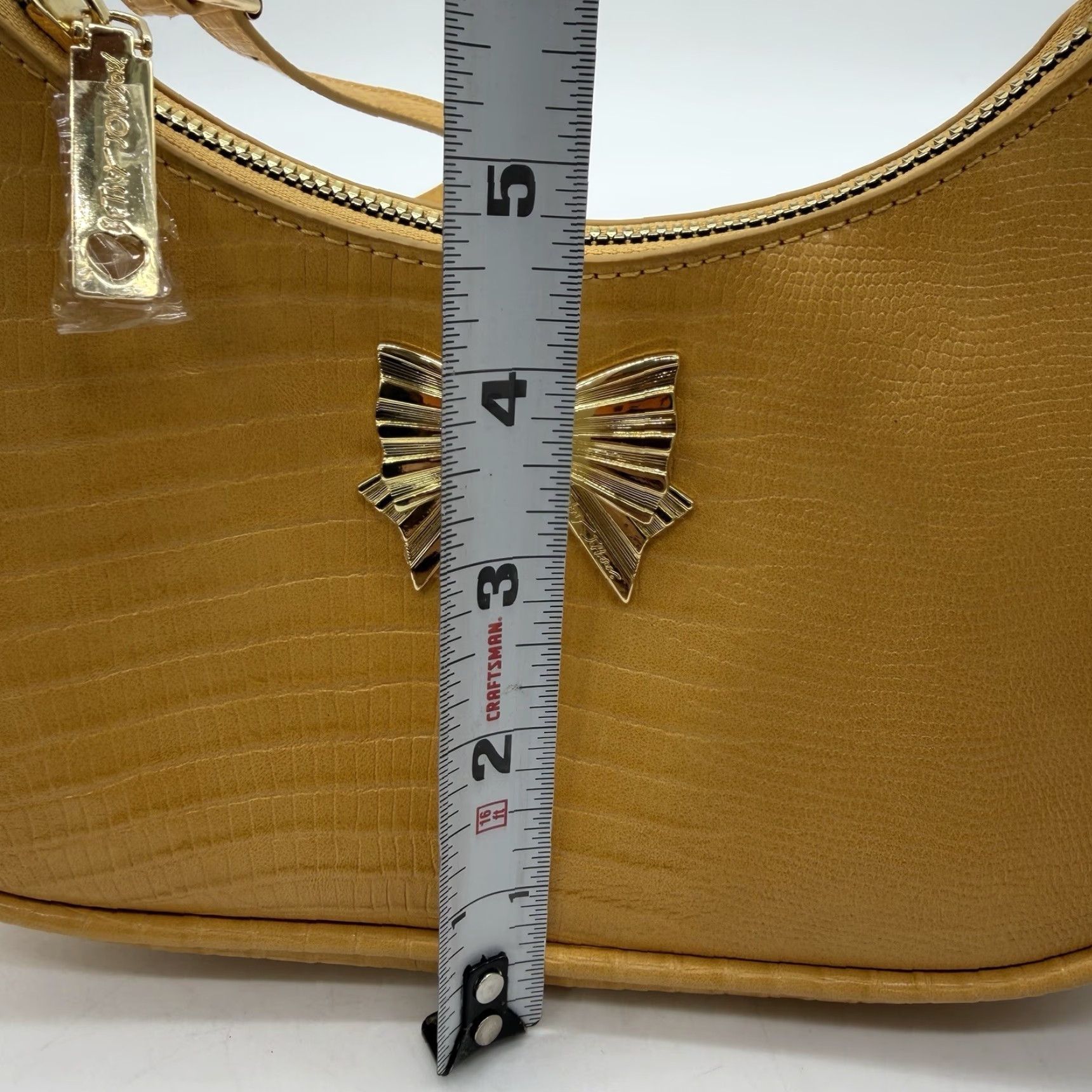 Betsey Johnson Betsey Johnson Crossbody Bag Yellow Crescent Faux Crocodile Pouch Wristlet Removable XS 2nd photo for details Womens Bag Size ONE SIZE - 2 Thumbnail