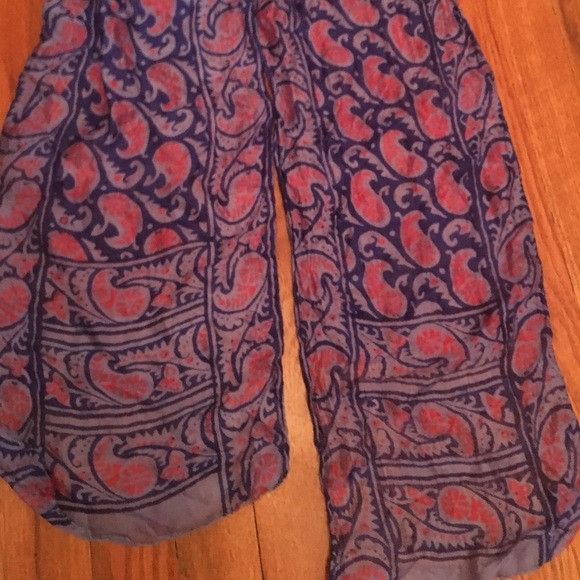 Vintage Vintage Blue & Pink Paisley pure silk Long Scarf Size ONE SIZE - 1 Thumbnail
