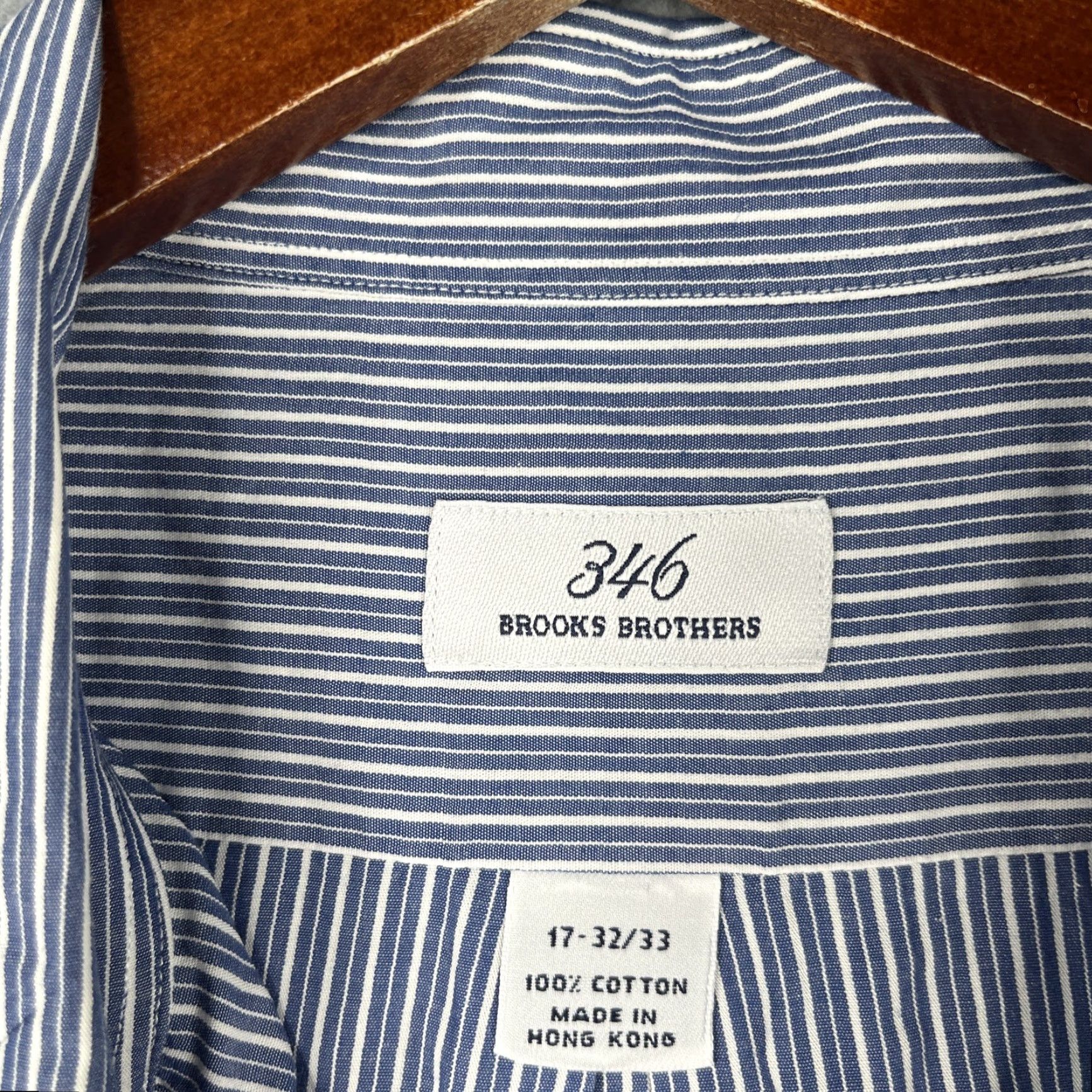 Brooks Brothers Brooks Brothers Dress Shirt 17 Blue Striped Cotton Button-Down Long Sleeve Non-Iron Classic, Regular Fit, Button Up Shirt, Men Size US XL / EU 56 / 4 - 4 Thumbnail