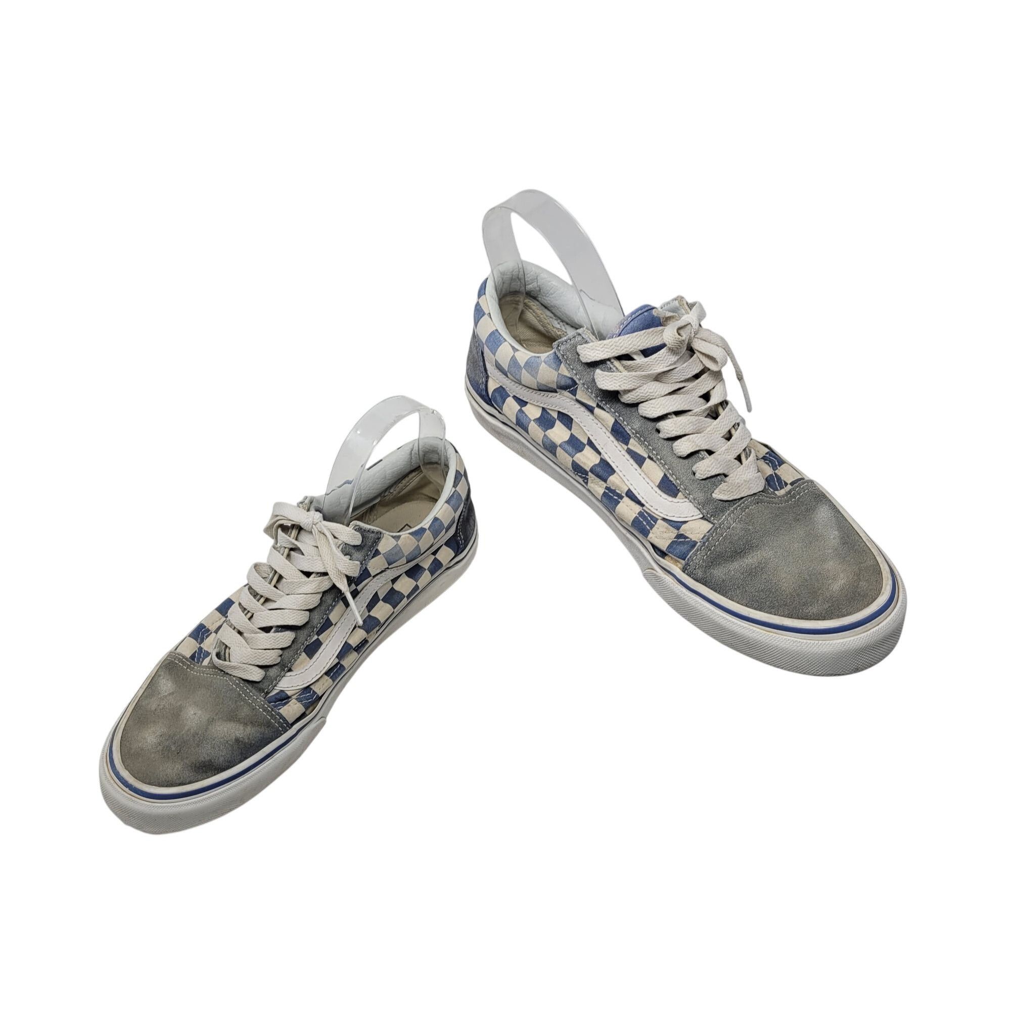 Vans Vans Blue White Suede Checkered Old Skool Sneakers Sz 9.5 Me Size US 9.5 / EU 42-43 - 1 Thumbnail