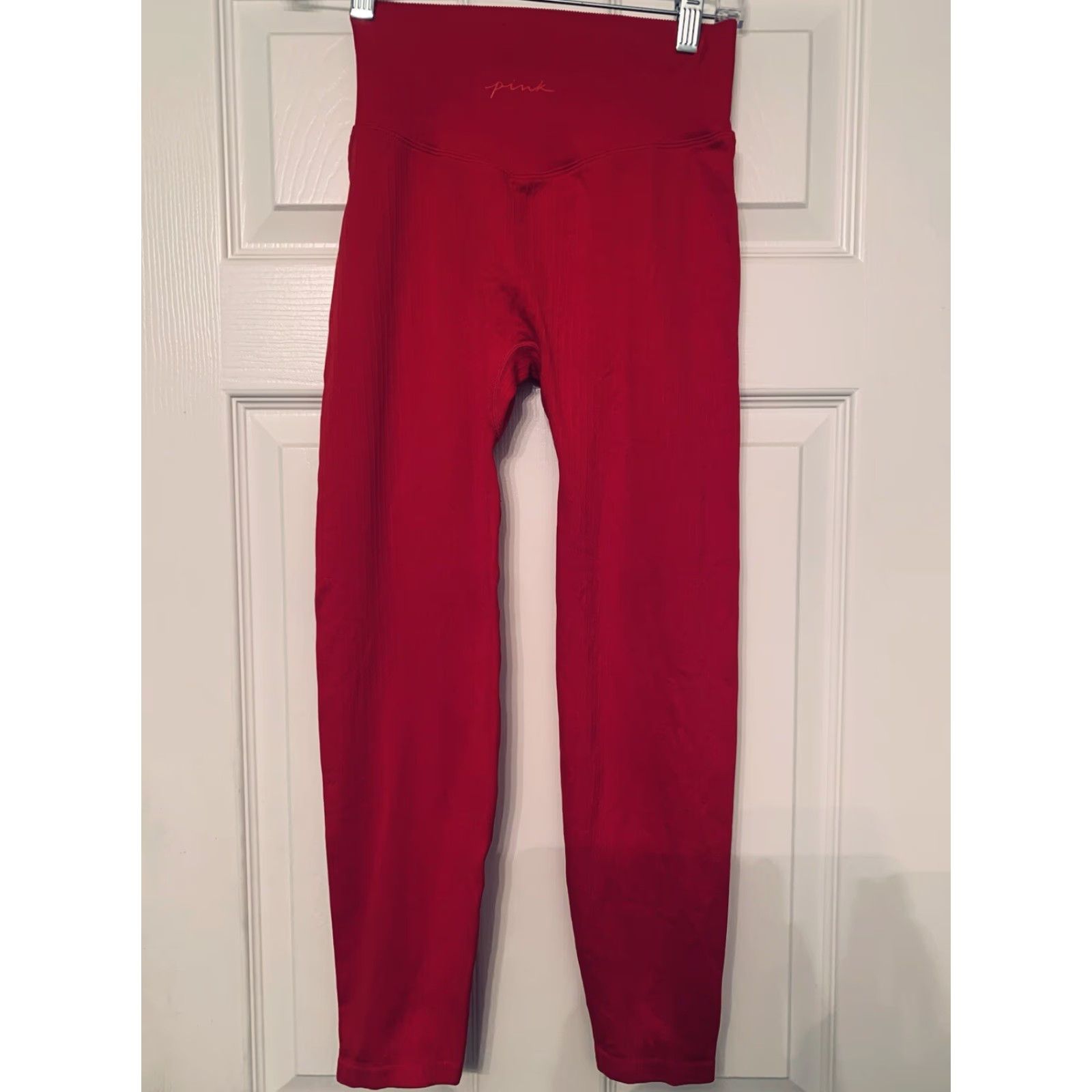 Victoria's Secret Victoria's Secret PINK Active Leggings Women Size Small Red Ribbed High Waisted Womens Size 28" / US 6 / IT 42 - 3 Thumbnail