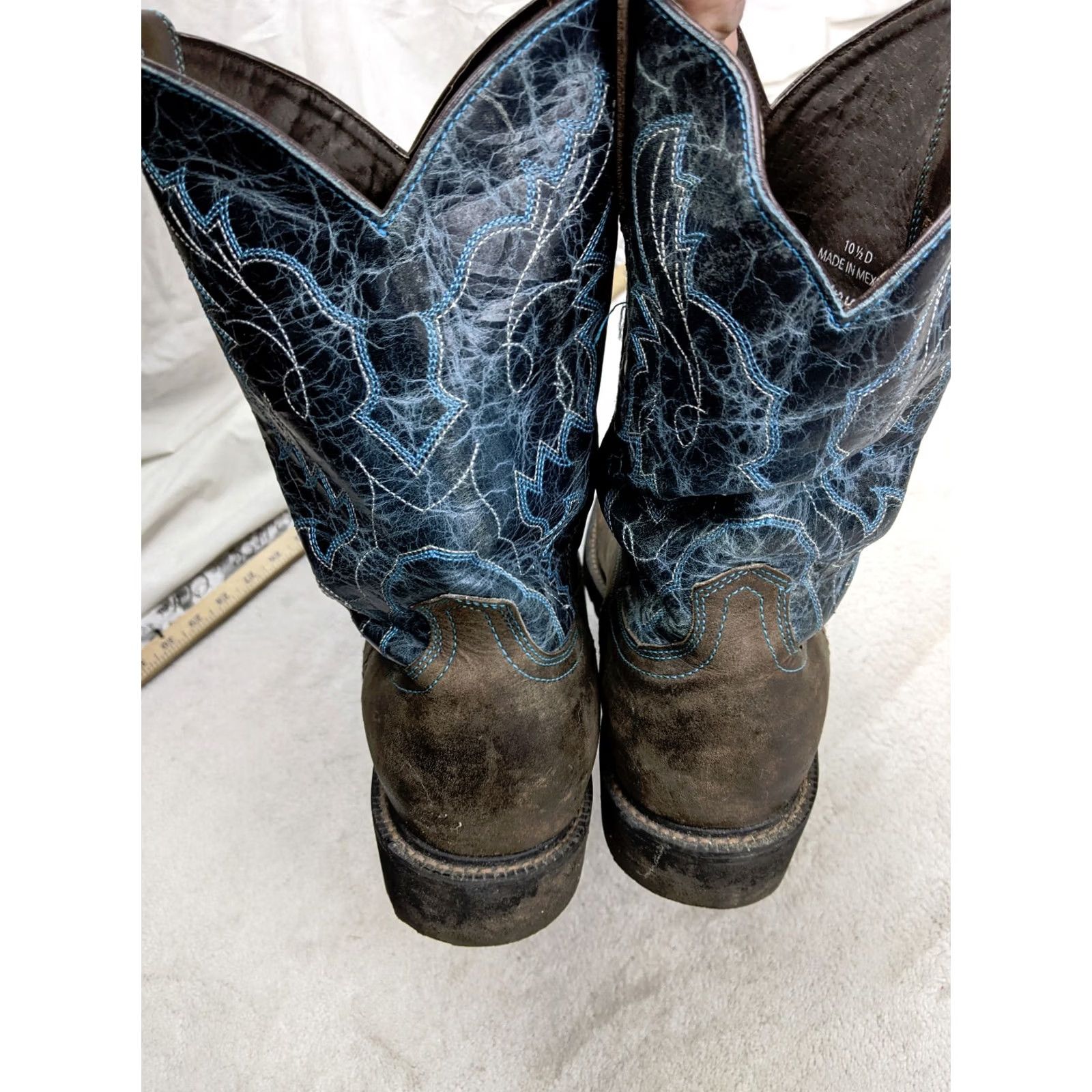 Vintage J.B. Dillon Mens Boots Western Cowboy Leather Brown 10.5 D JBR1115 Size US 11 / EU 44 - 4 Thumbnail