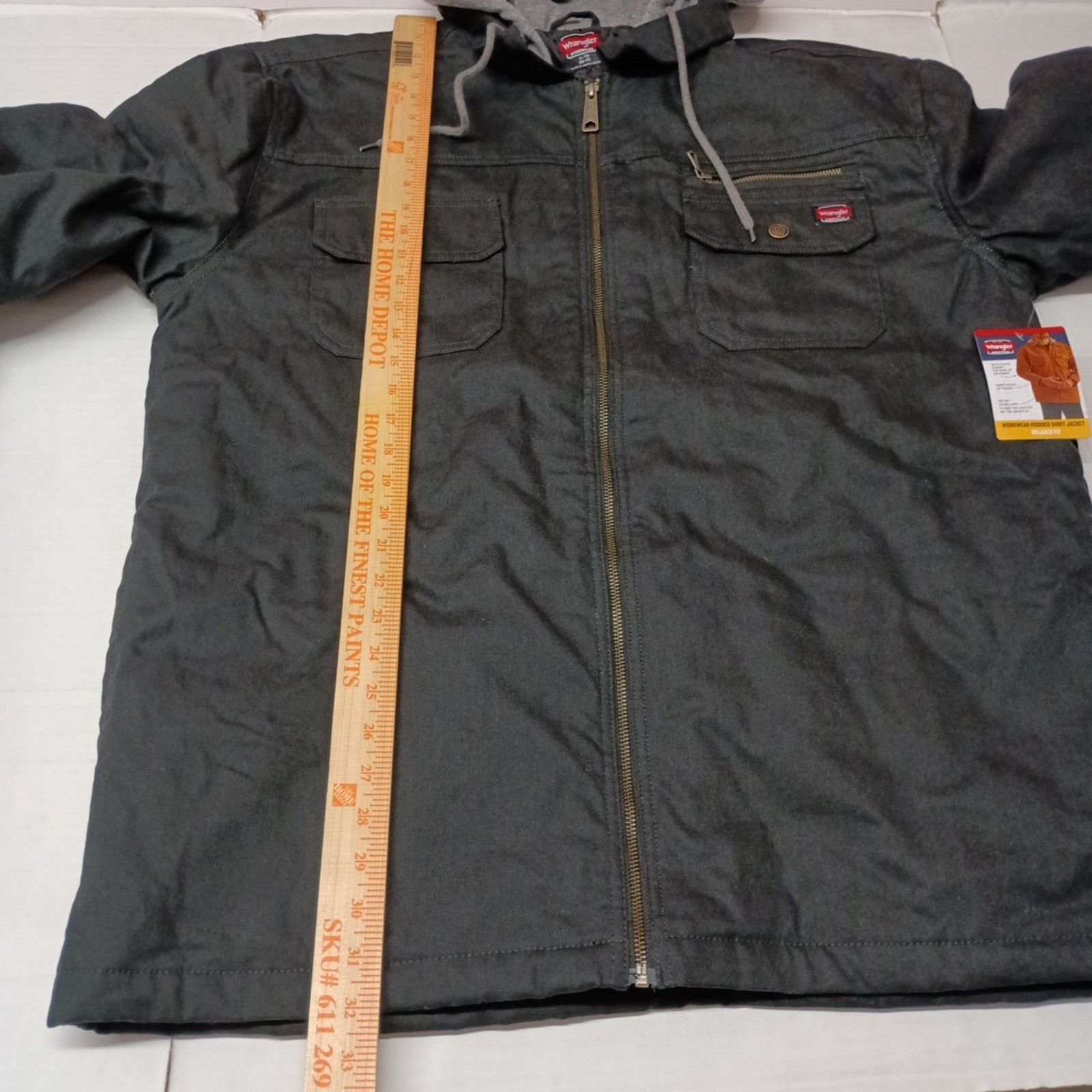 Wrangler Wrangler Shirt Jacket Quilt Lined Black Men's XL Canvas Hood Size US XL / EU 56 / 4 - 6 Thumbnail