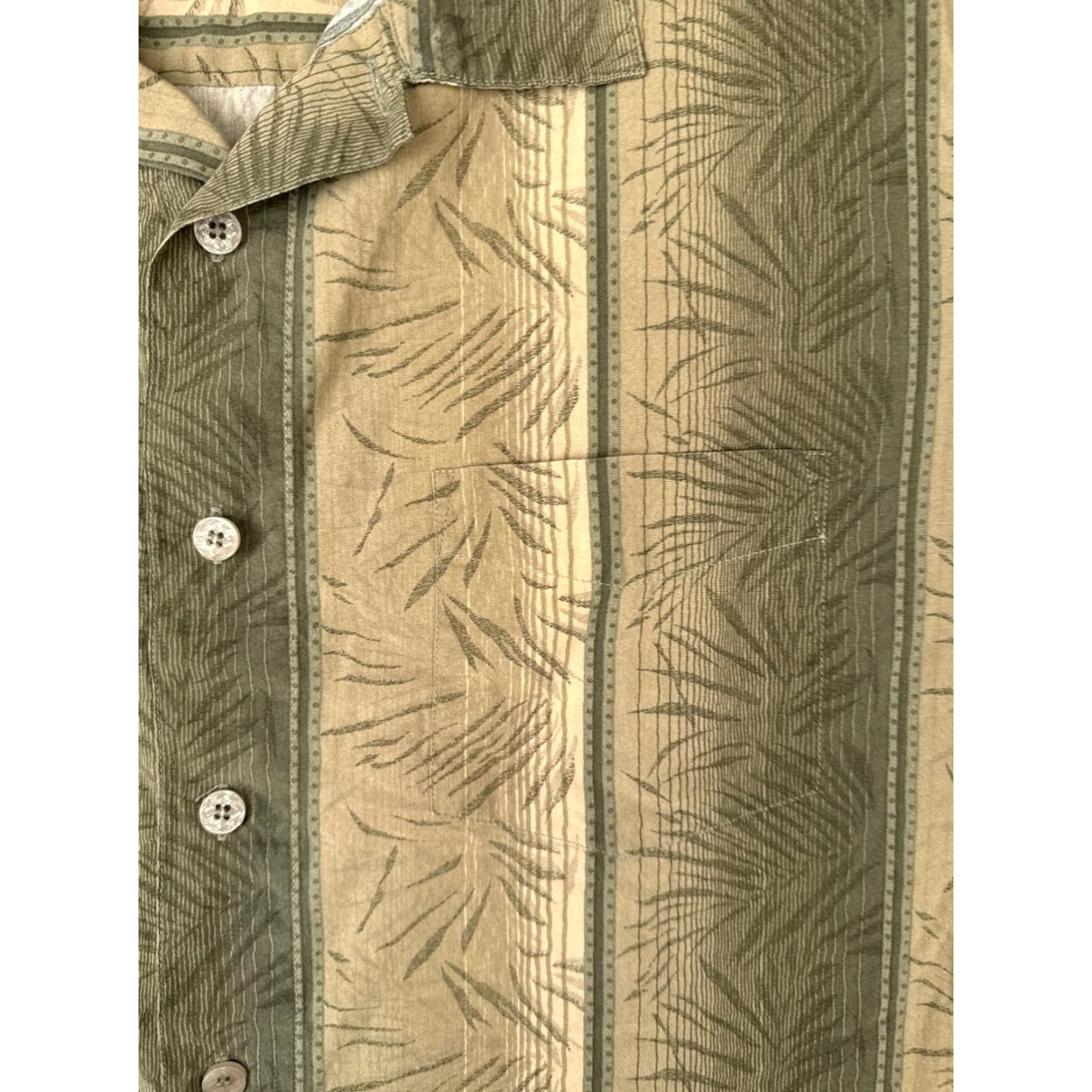 Vintage Solitude Button-Up Shirt Adult Large Green Stripe Leaf Hawaiian Size US L / EU 52-54 / 3 - 6 Thumbnail