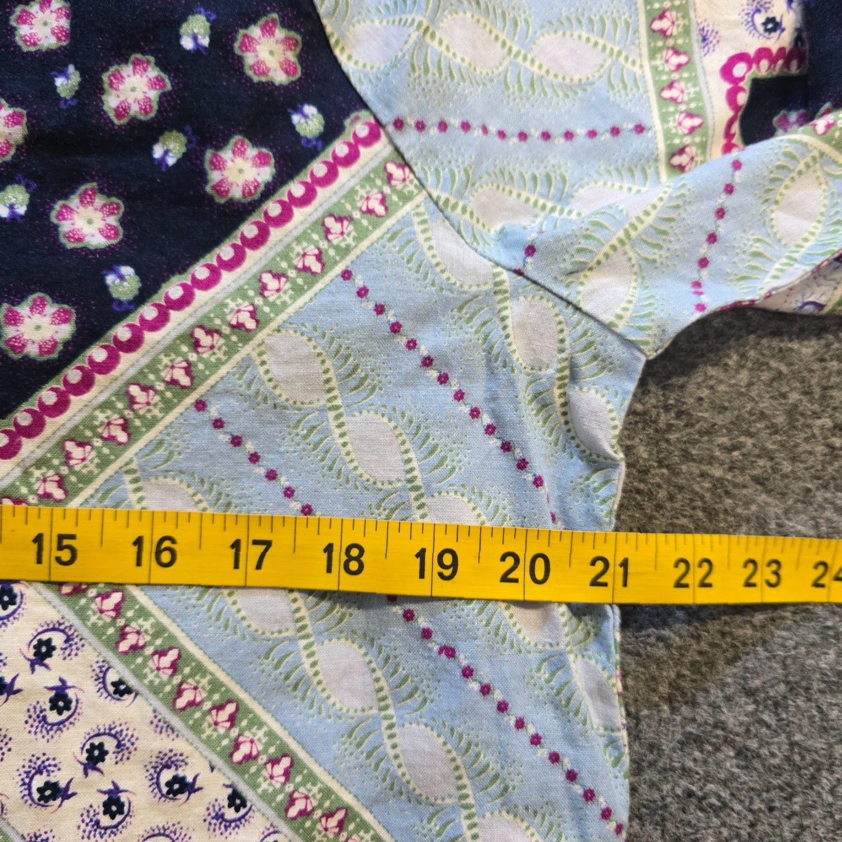 Loft LOFT Blouse Womens Size M Blue Pink Patchwork Peasant Casual V-Neck Long Sleeve Pullover Lightweight Floral Pattern Summer Spring Fall Regular Size M / US 6-8 / IT 42-44 - 6 Thumbnail