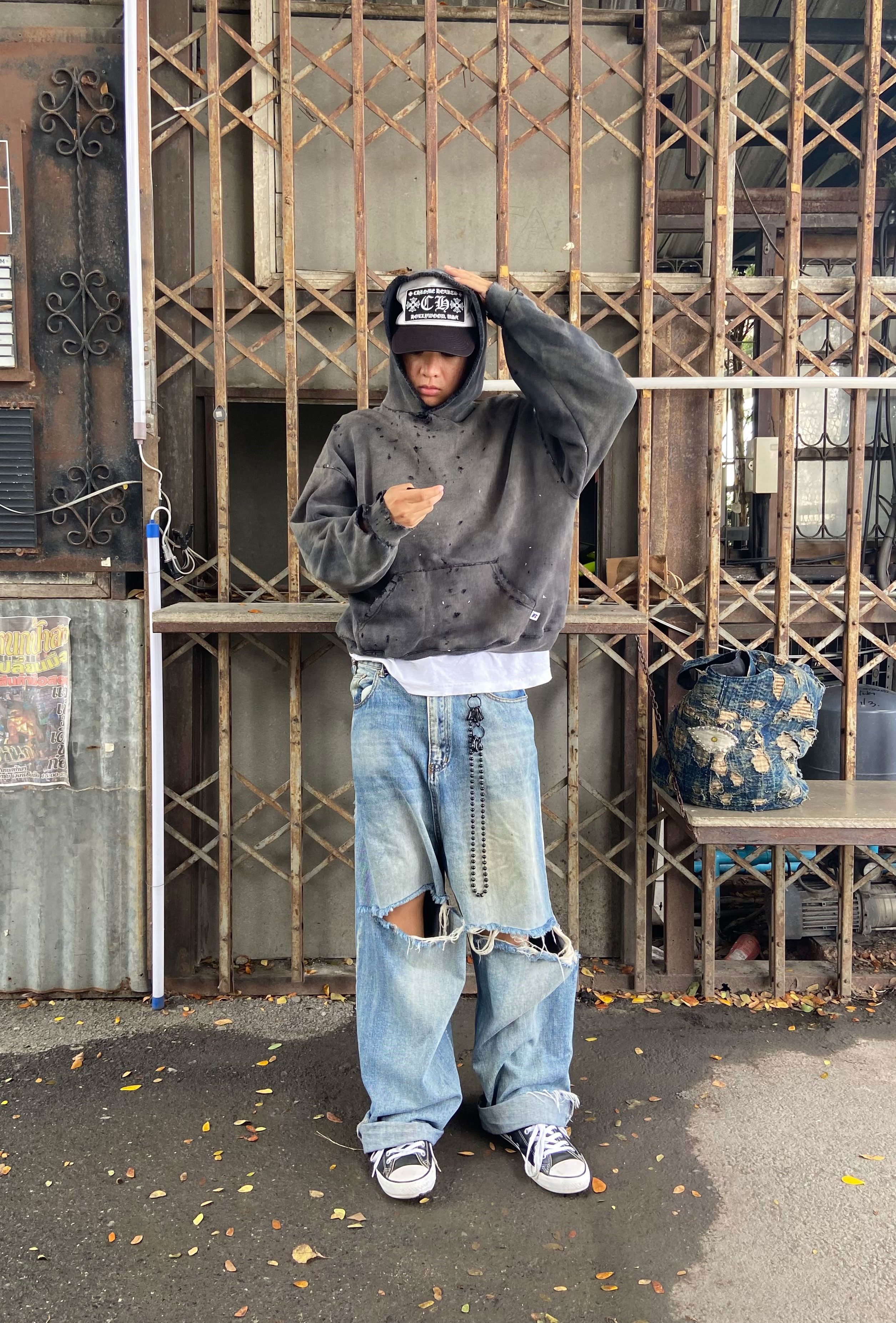 Russell Athletic Thrashed Distressed & Faded Russell Hoodie ERD Grunge Size US XL / EU 56 / 4 - 2 Thumbnail