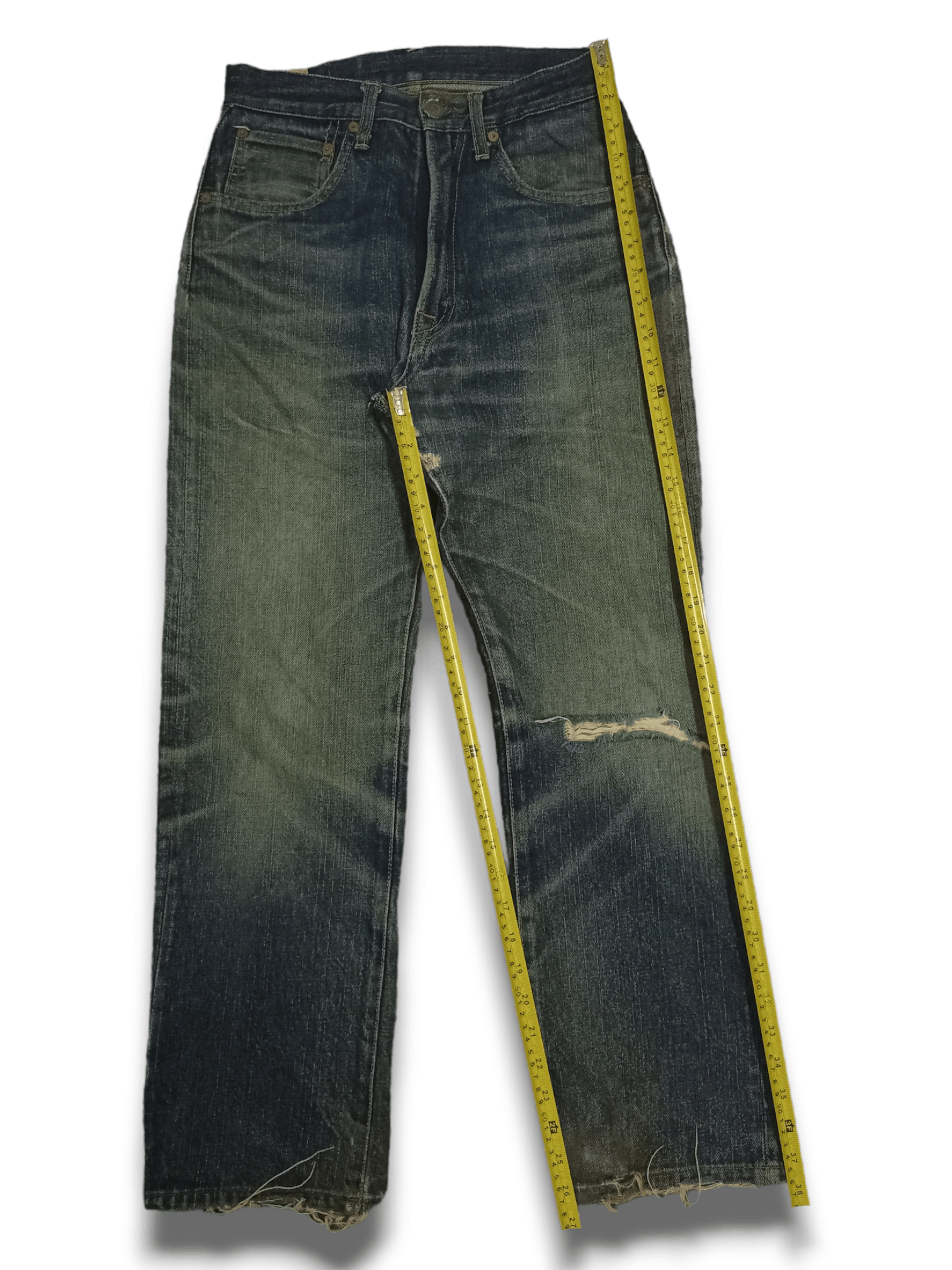 45rpm Vintage Japanese 45RPM Studio Mud Wash Distress Loose Jeans Size US 26 / EU 42 - 11 Thumbnail