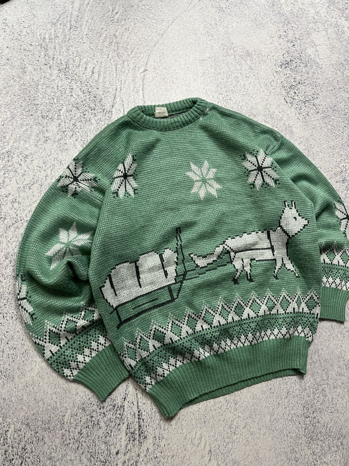 Vintage Vintage 90’s Winter Graphic Patterned Acrylic Knit Sweater Size L / US 10 / IT 46 - 3 Thumbnail