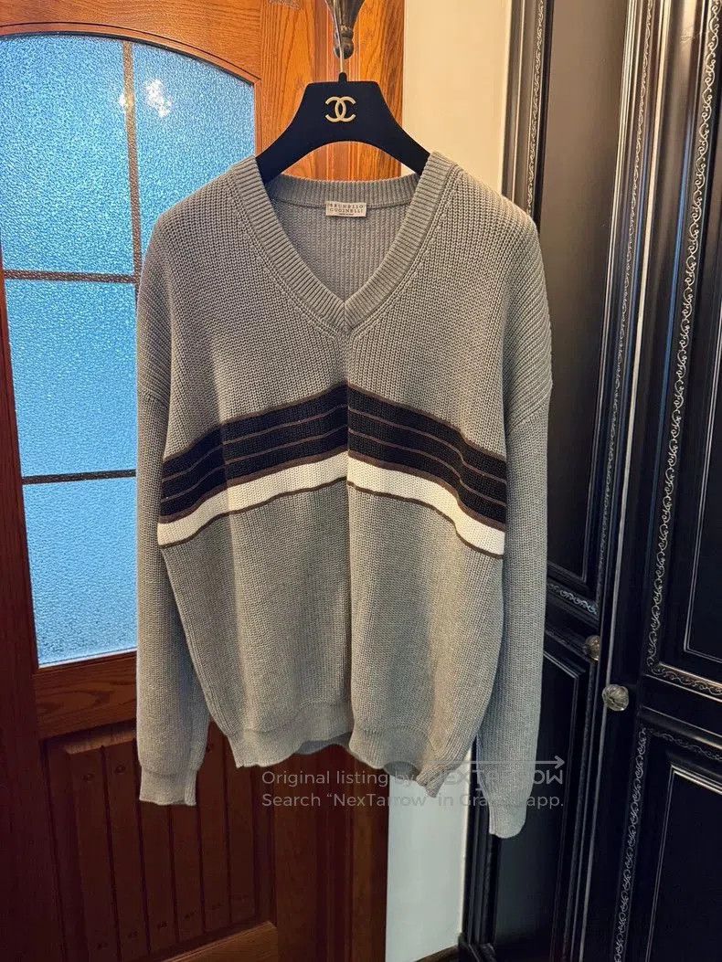 Brunello Cucinelli Brunello Cucinelli Beaded Cotton Sweater. Size US L / EU 52-54 / 3 - 1 Thumbnail